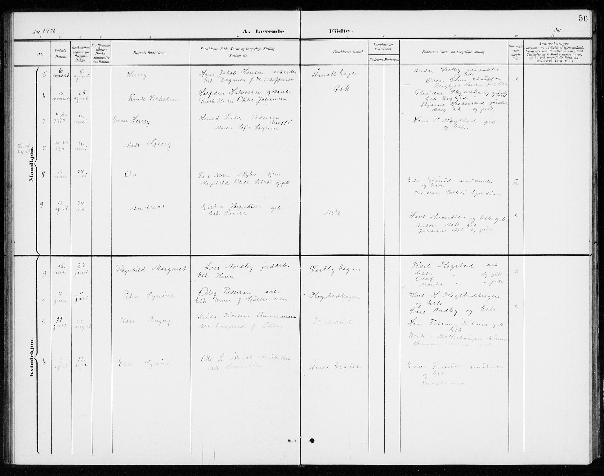 Gjerdrum prestekontor Kirkebøker, AV/SAO-A-10412b/G/Gb/L0001: Parish register (copy) no. II 1, 1901-1944, p. 56