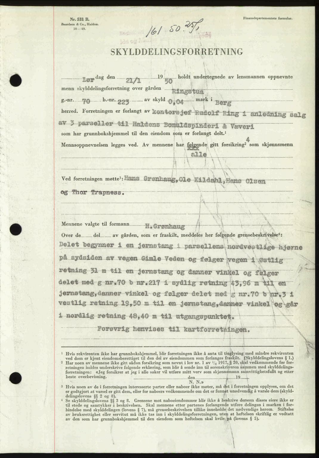 Idd og Marker sorenskriveri, AV/SAO-A-10283/G/Gb/Gbb/L0013: Mortgage book no. A13, 1949-1950, Diary no: : 161/1950