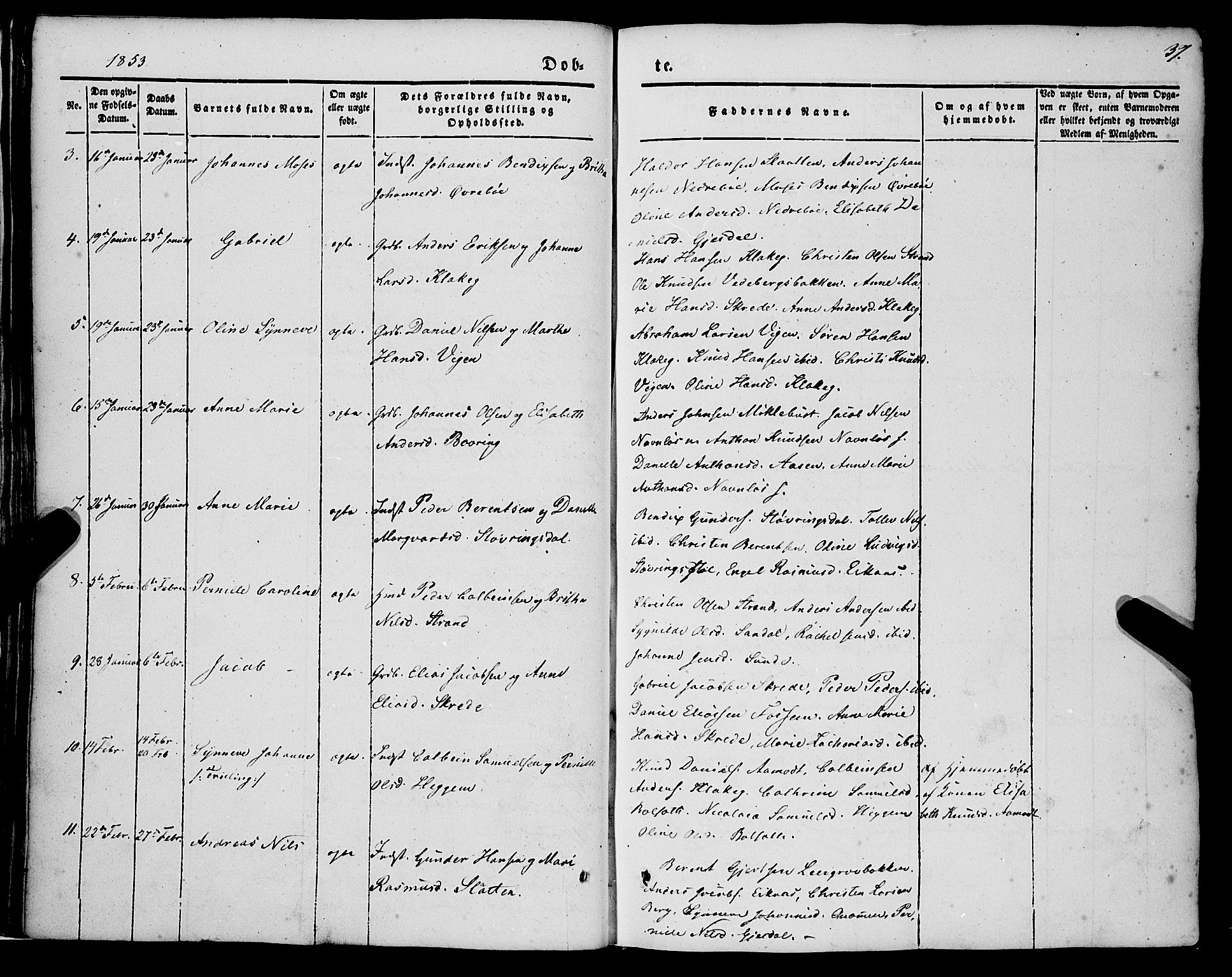 Jølster sokneprestembete, SAB/A-80701/H/Haa/Haaa/L0010: Parish register (official) no. A 10, 1847-1865, p. 37