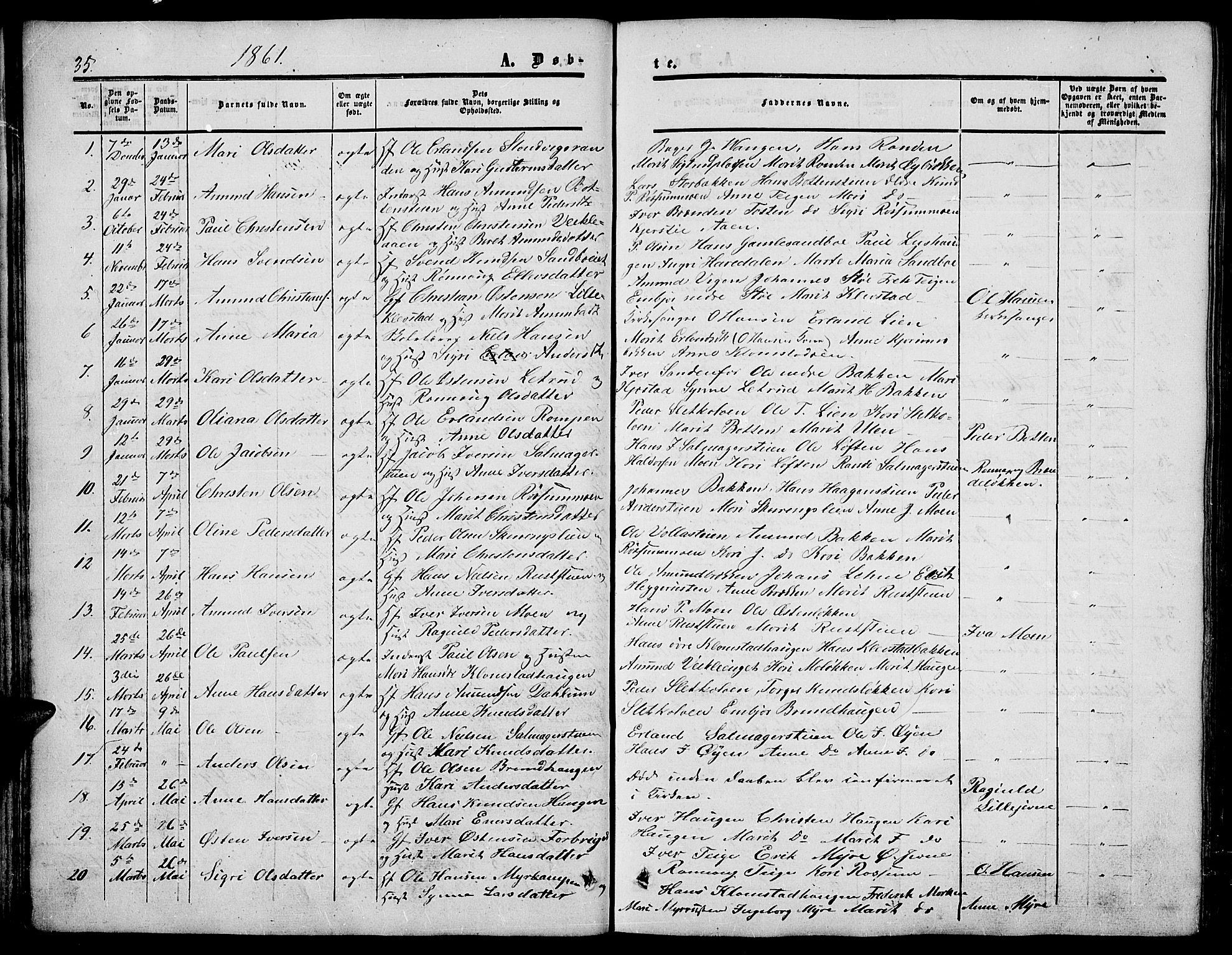 Nord-Fron prestekontor, AV/SAH-PREST-080/H/Ha/Hab/L0003: Parish register (copy) no. 3, 1851-1886, p. 35