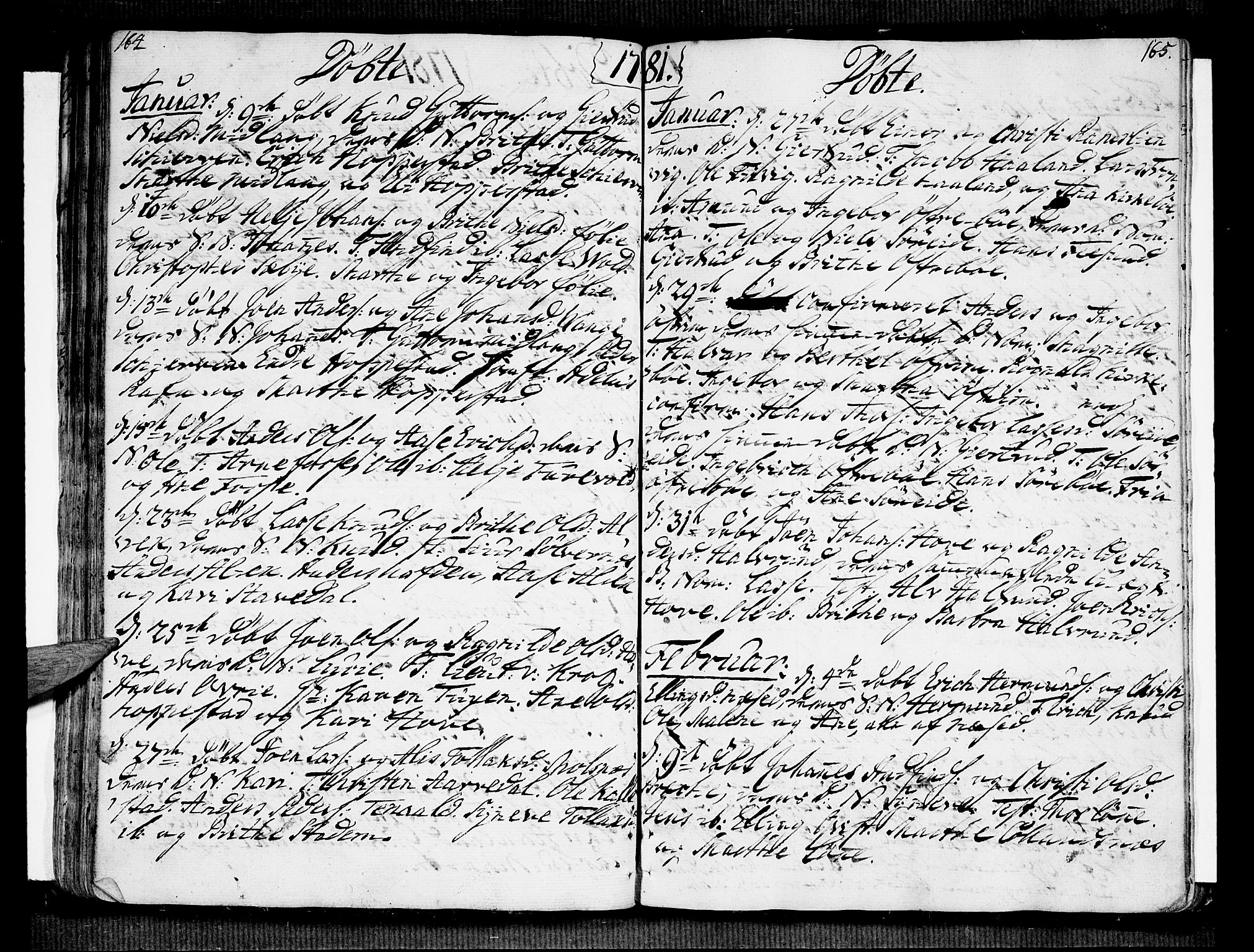 Vik sokneprestembete, AV/SAB-A-81501/H/Haa/Haaa/L0004: Parish register (official) no. A 4, 1772-1783, p. 164-165