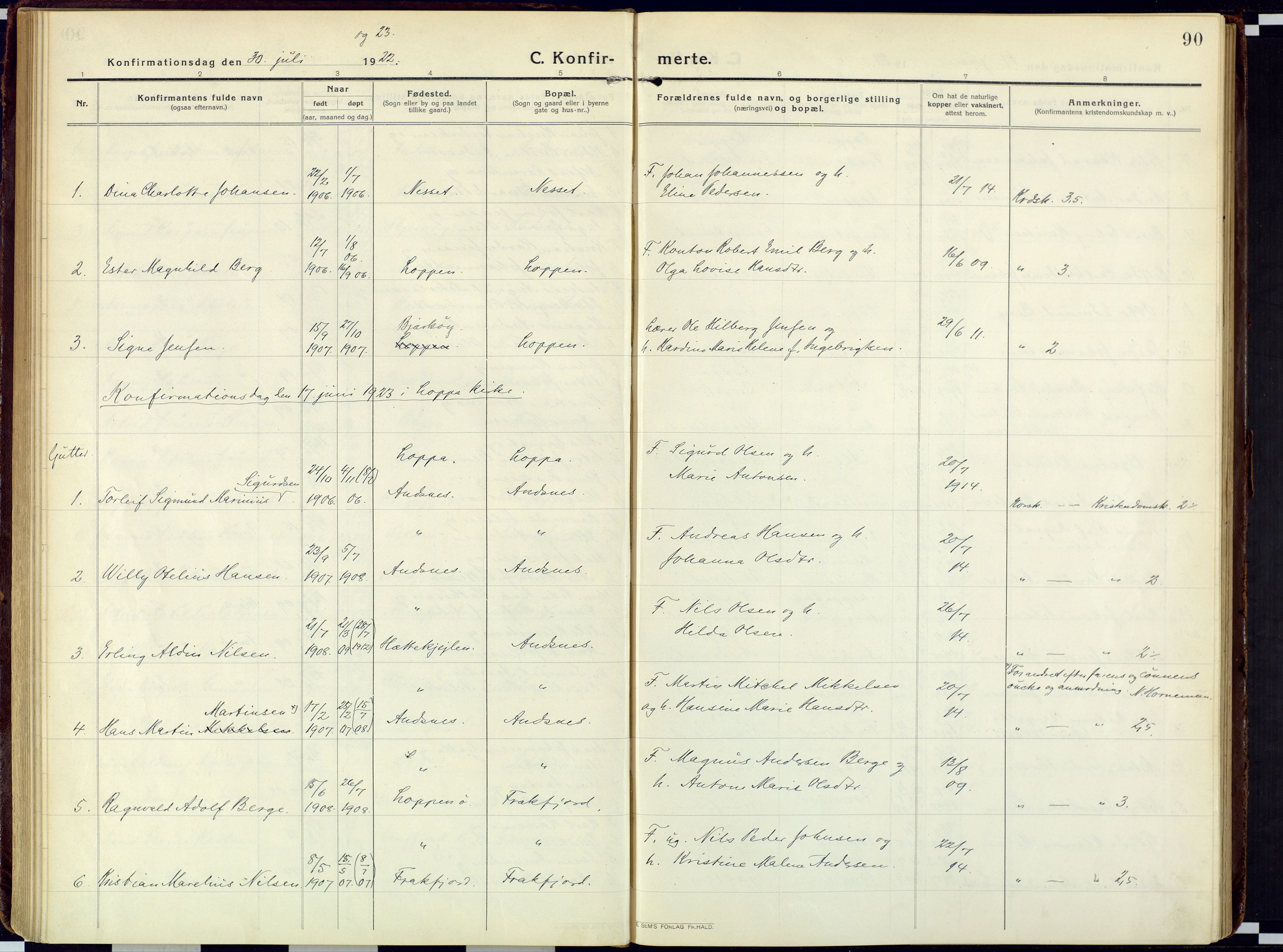 Loppa sokneprestkontor, SATØ/S-1339/H/Ha/L0013kirke: Parish register (official) no. 13, 1920-1932, p. 90
