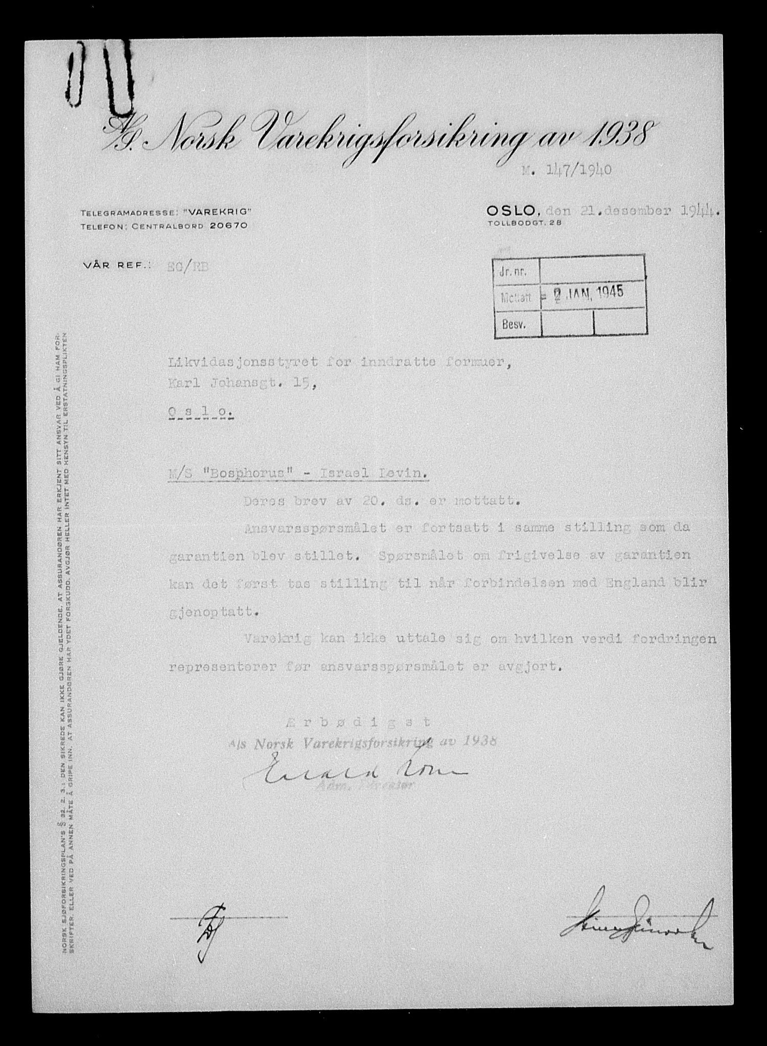 Justisdepartementet, Tilbakeføringskontoret for inndratte formuer, AV/RA-S-1564/H/Hc/Hcc/L0957: --, 1945-1947, p. 182