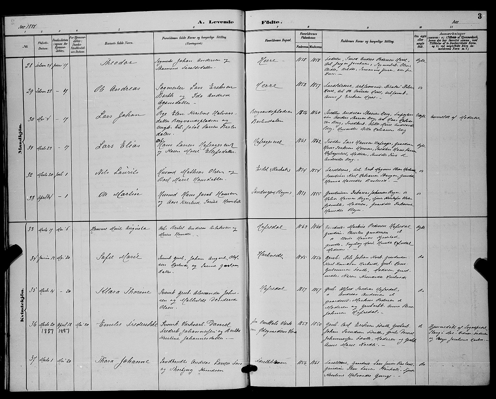 Bamble kirkebøker, AV/SAKO-A-253/G/Ga/L0009: Parish register (copy) no. I 9, 1888-1900, p. 3