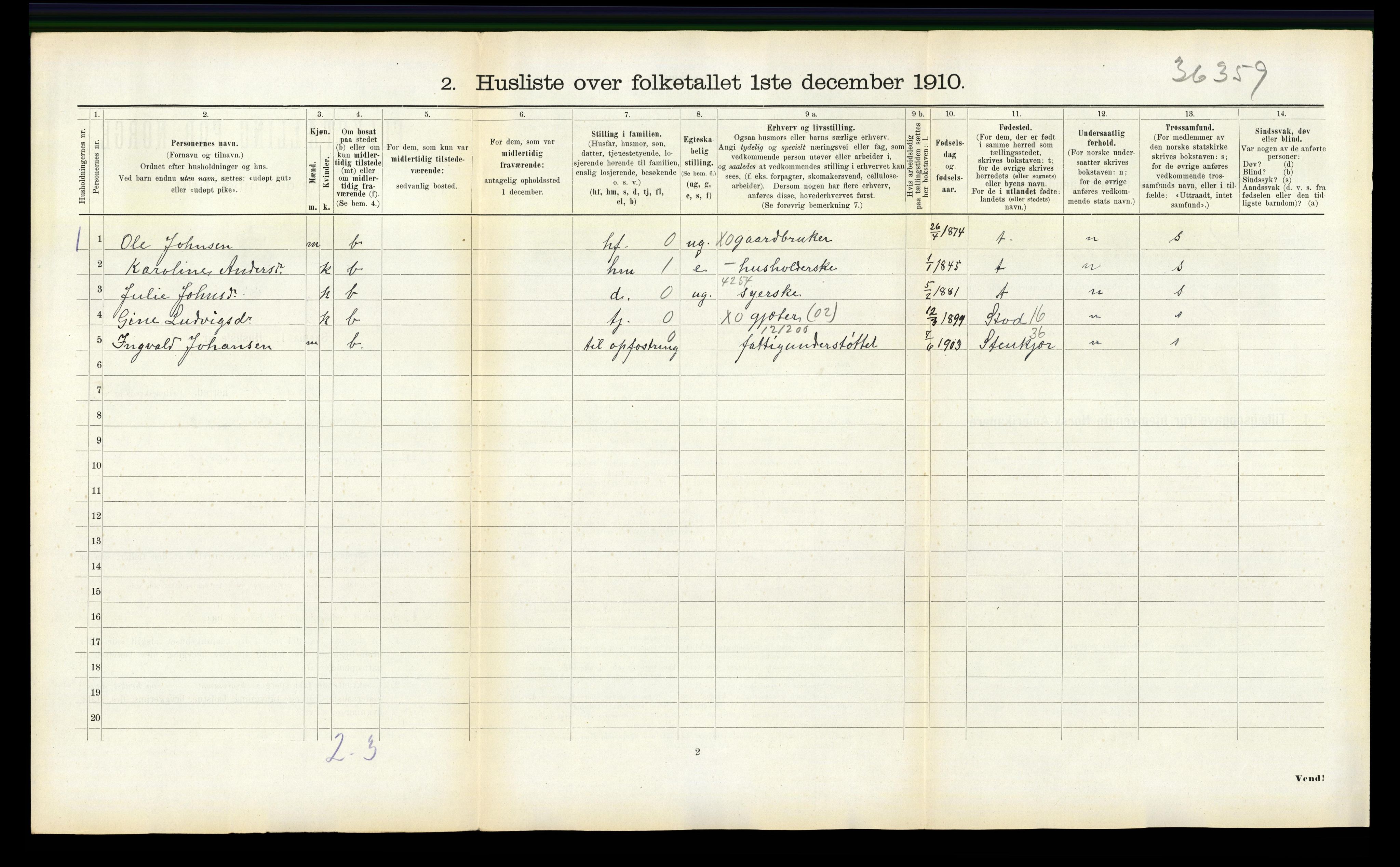 RA, 1910 census for Sparbu, 1910, p. 857