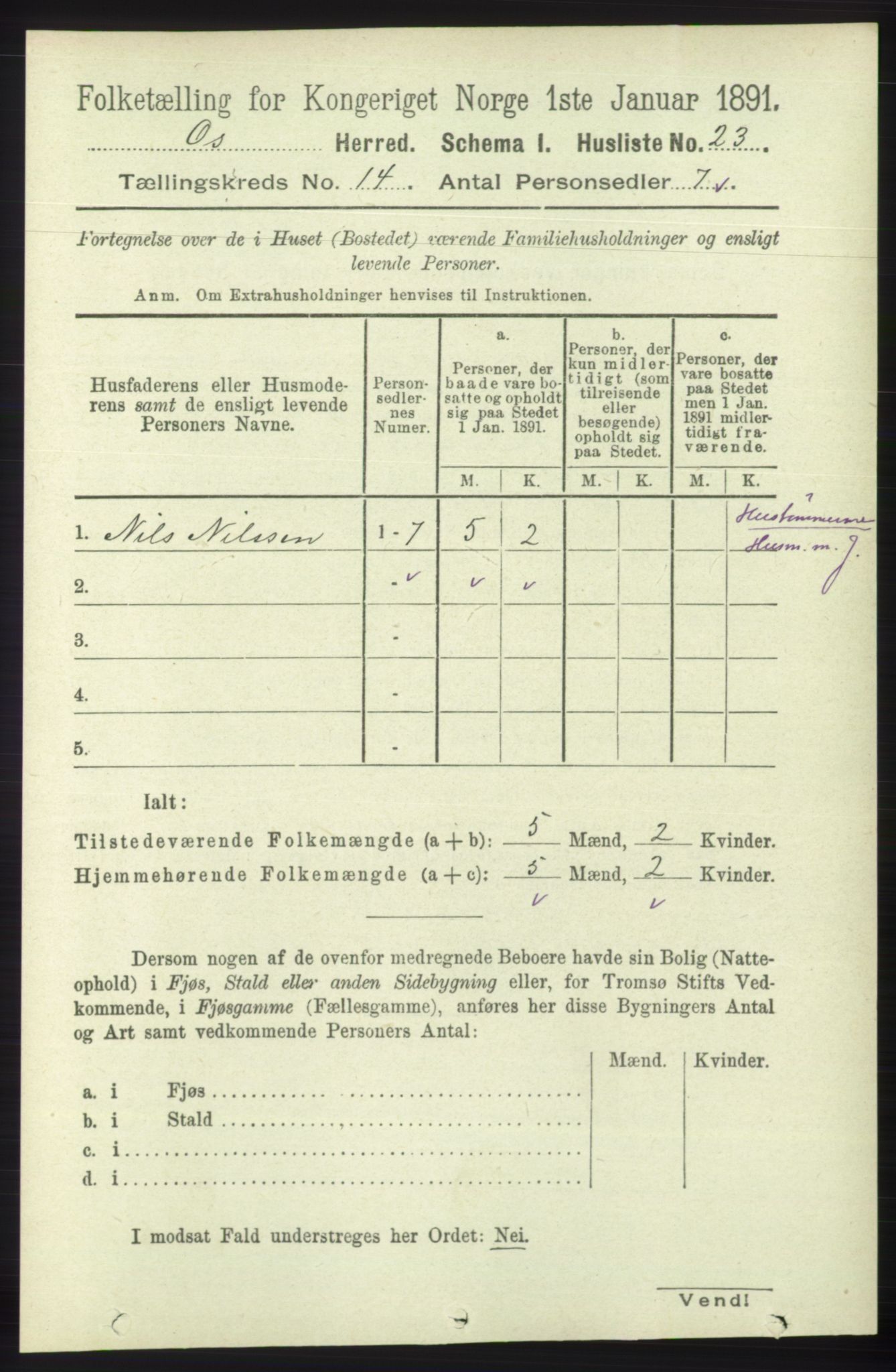 RA, 1891 census for 1243 Os, 1891, p. 3080