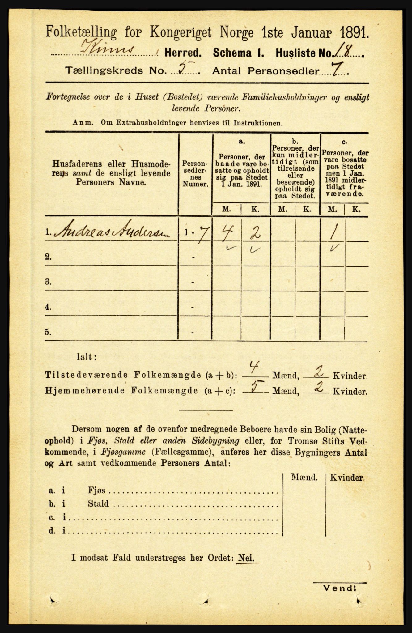 RA, 1891 census for 1437 Kinn, 1891, p. 1757