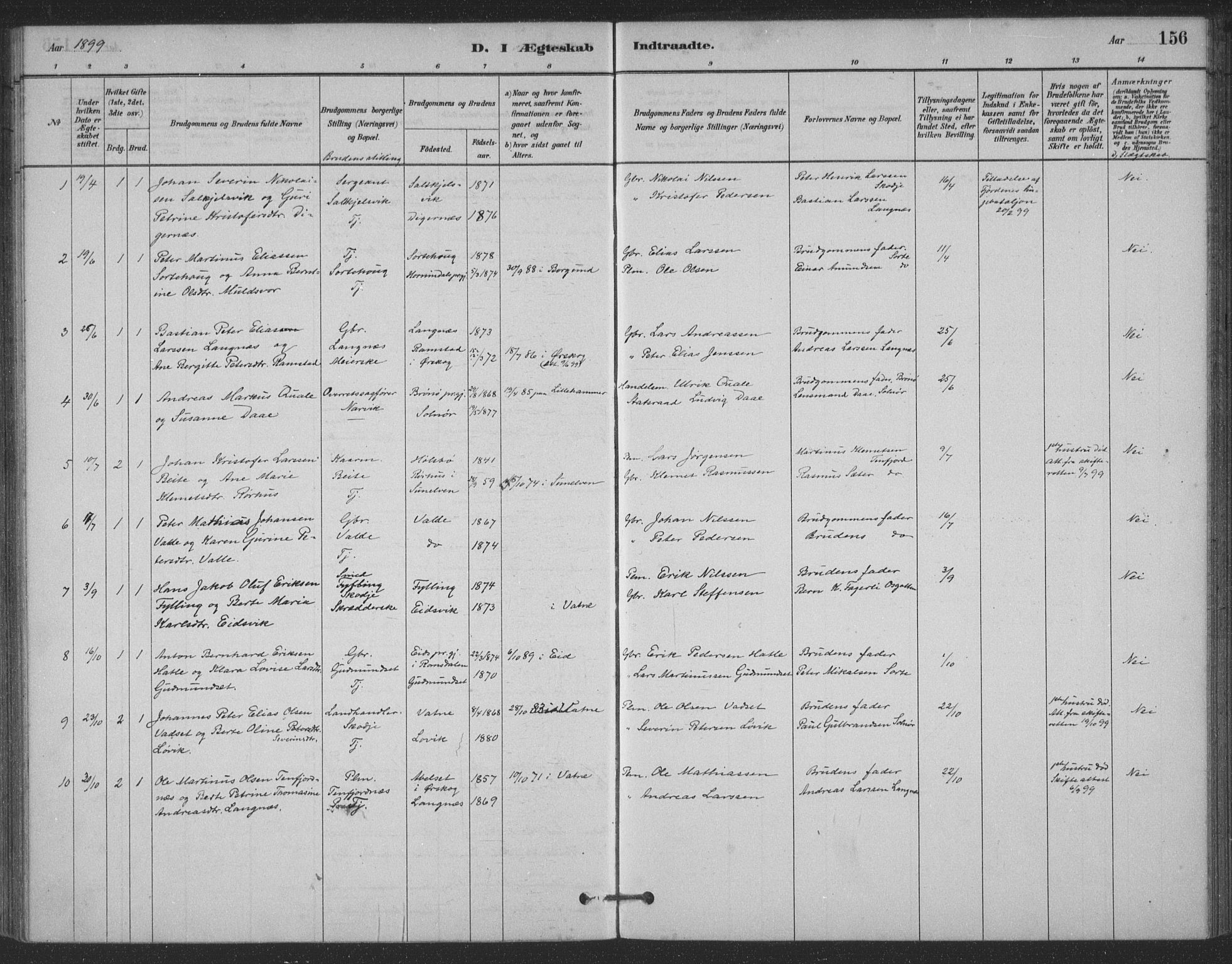 Ministerialprotokoller, klokkerbøker og fødselsregistre - Møre og Romsdal, AV/SAT-A-1454/524/L0356: Parish register (official) no. 524A08, 1880-1899, p. 156