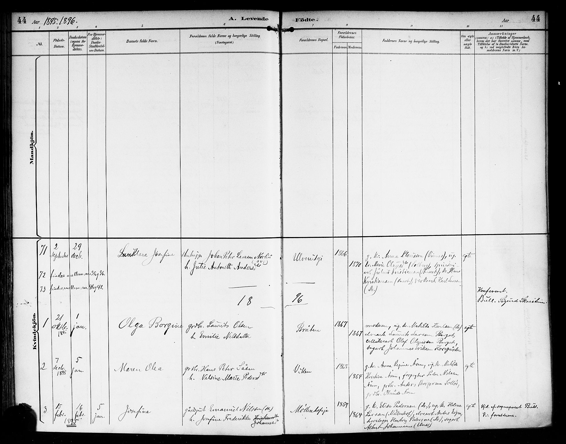 Nedre Eiker kirkebøker, AV/SAKO-A-612/F/Fa/L0004: Parish register (official) no. 4, 1893-1898, p. 44