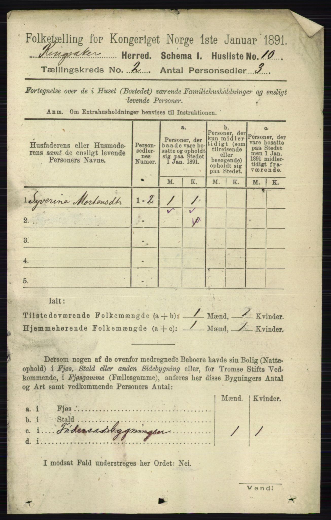 RA, 1891 census for 0412 Ringsaker, 1891, p. 757