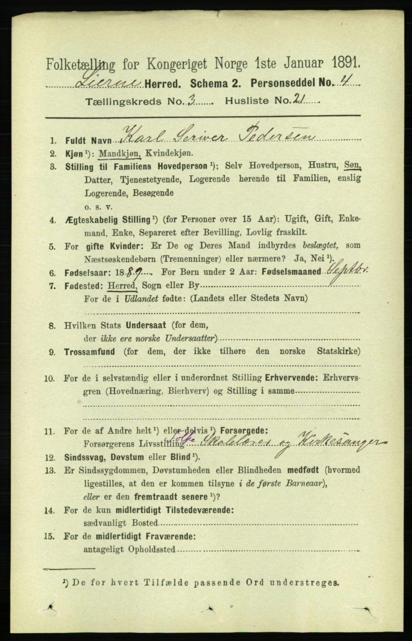 RA, 1891 census for 1737 Lierne, 1891, p. 942