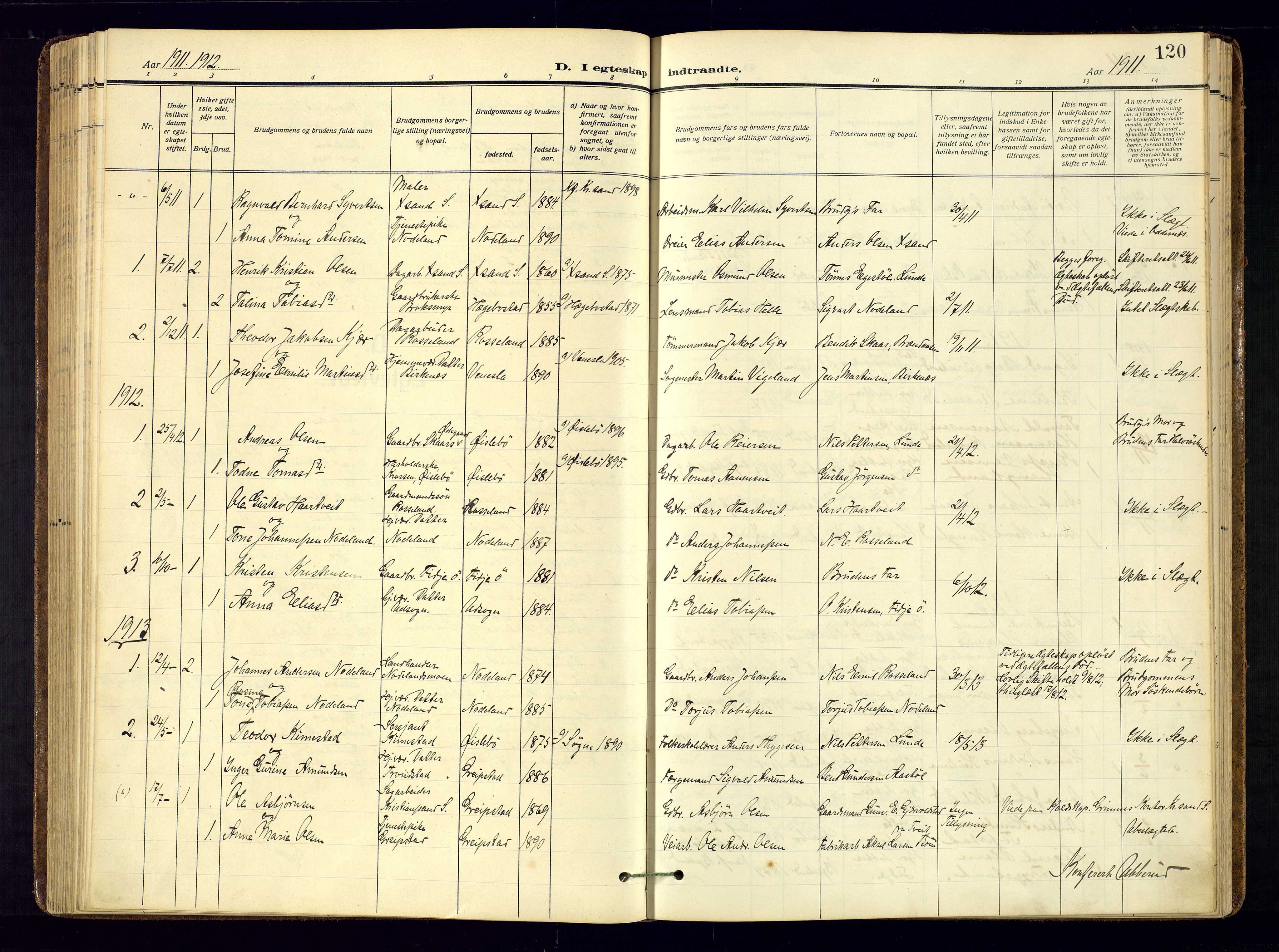 Søgne sokneprestkontor, AV/SAK-1111-0037/F/Fa/Faa/L0004: Parish register (official) no. A-4, 1911-1945, p. 120