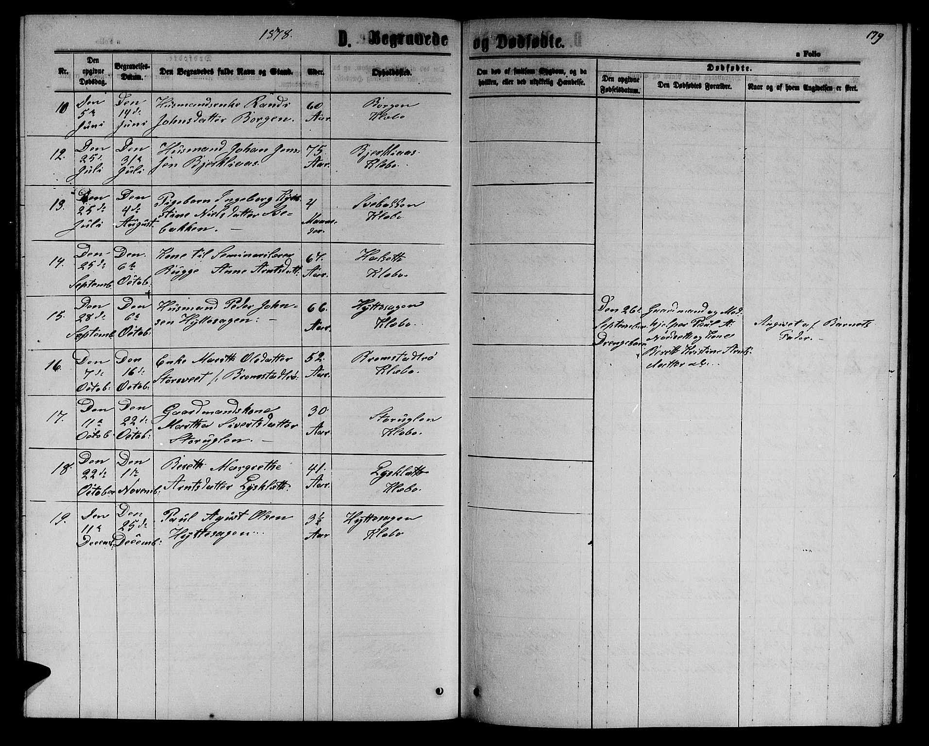 Ministerialprotokoller, klokkerbøker og fødselsregistre - Sør-Trøndelag, SAT/A-1456/618/L0451: Parish register (copy) no. 618C02, 1865-1883, p. 179
