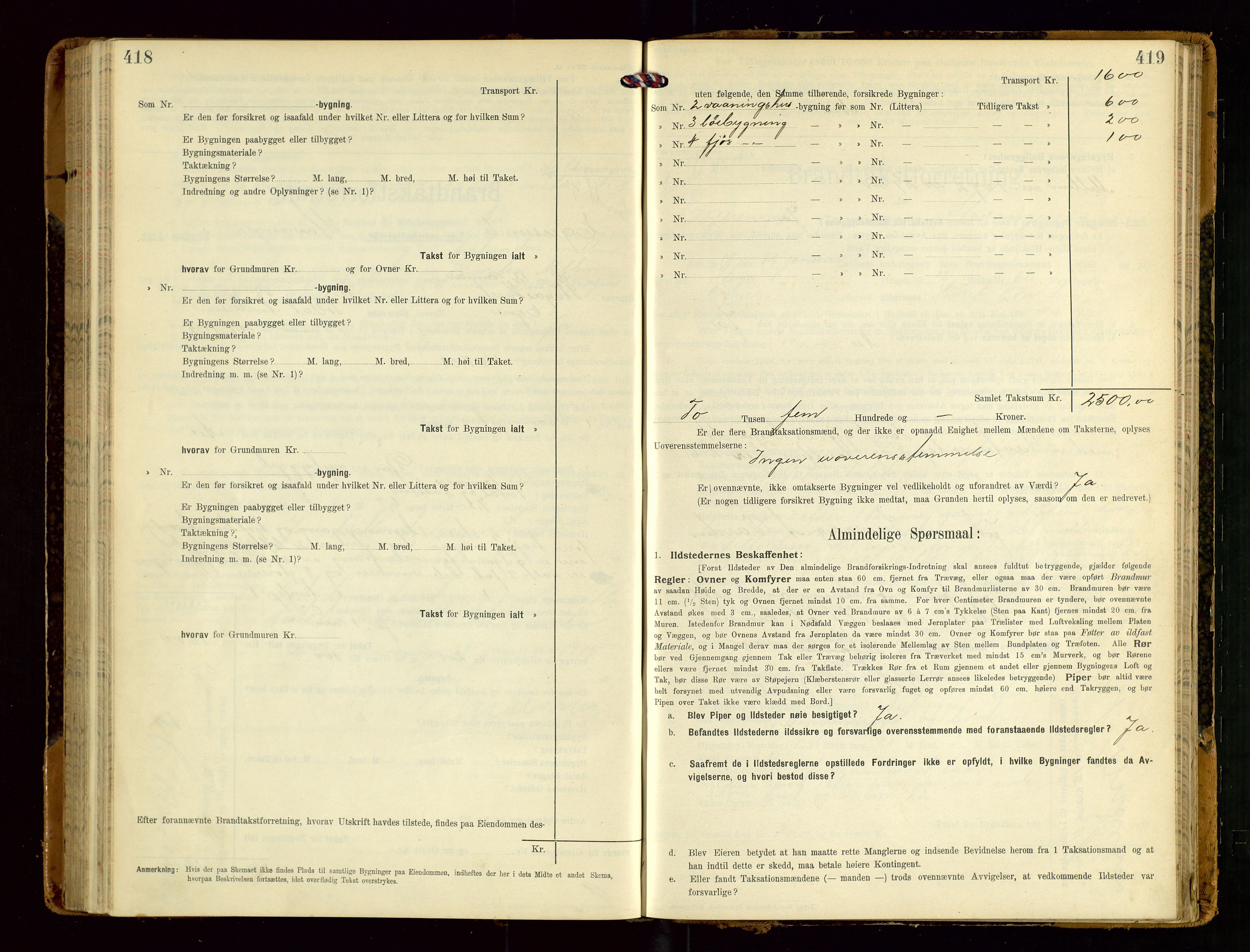 Eigersund lensmannskontor, SAST/A-100171/Gob/L0002: "Brandtakstprotokol", 1910-1916, p. 418-419