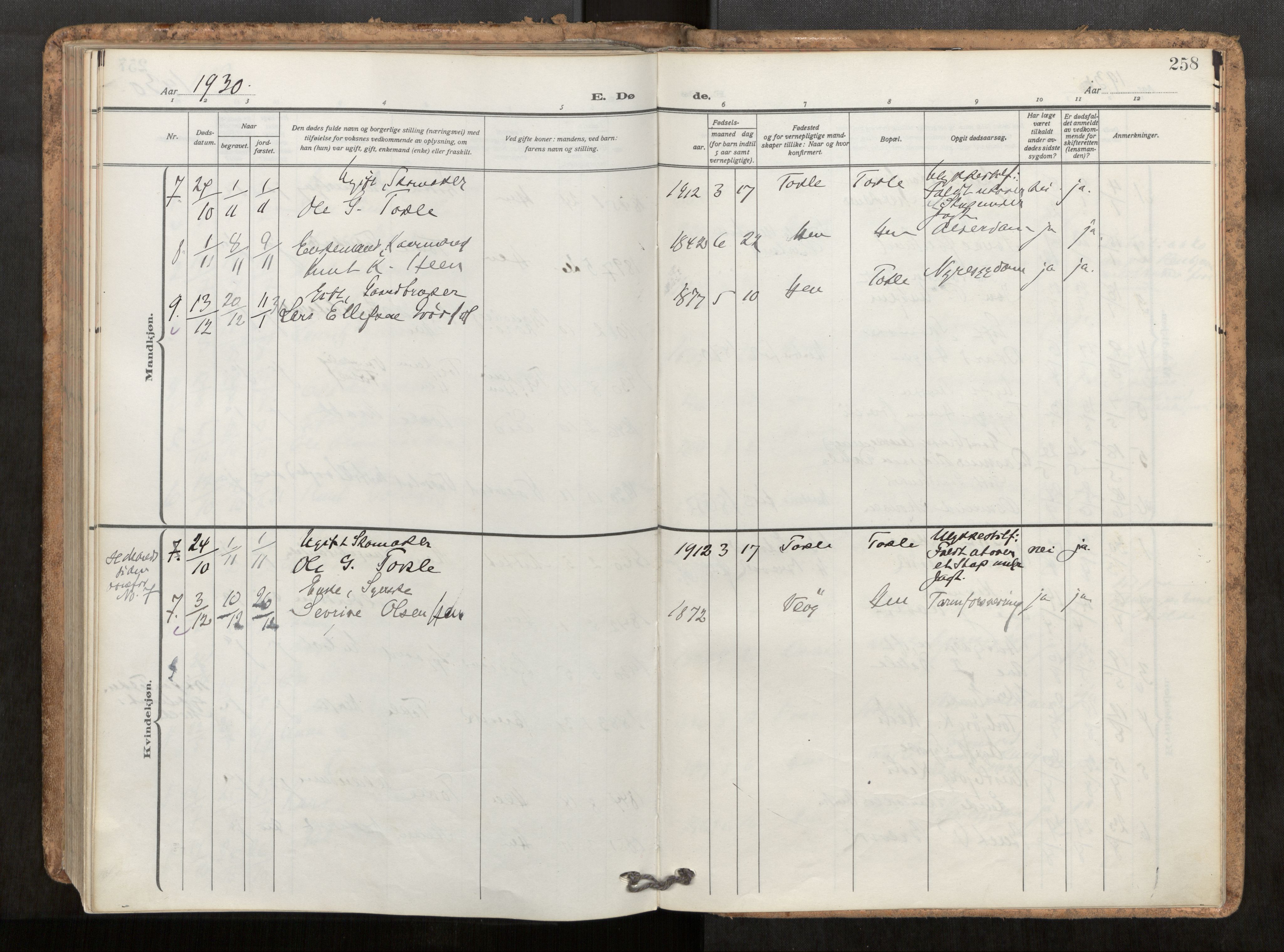 Ministerialprotokoller, klokkerbøker og fødselsregistre - Møre og Romsdal, AV/SAT-A-1454/545/L0596: Parish register (official) no. 545A04, 1921-1956, p. 258