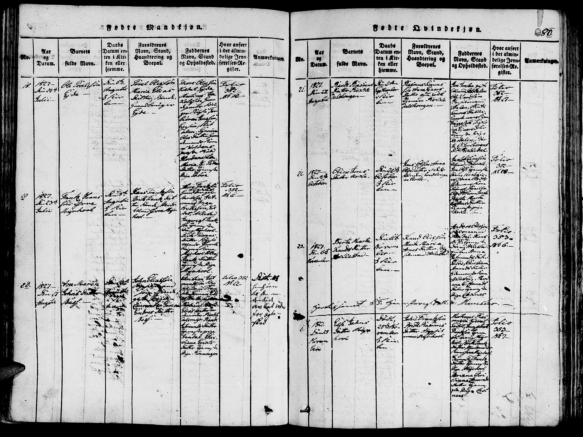 Ministerialprotokoller, klokkerbøker og fødselsregistre - Møre og Romsdal, SAT/A-1454/515/L0207: Parish register (official) no. 515A03, 1819-1829, p. 80