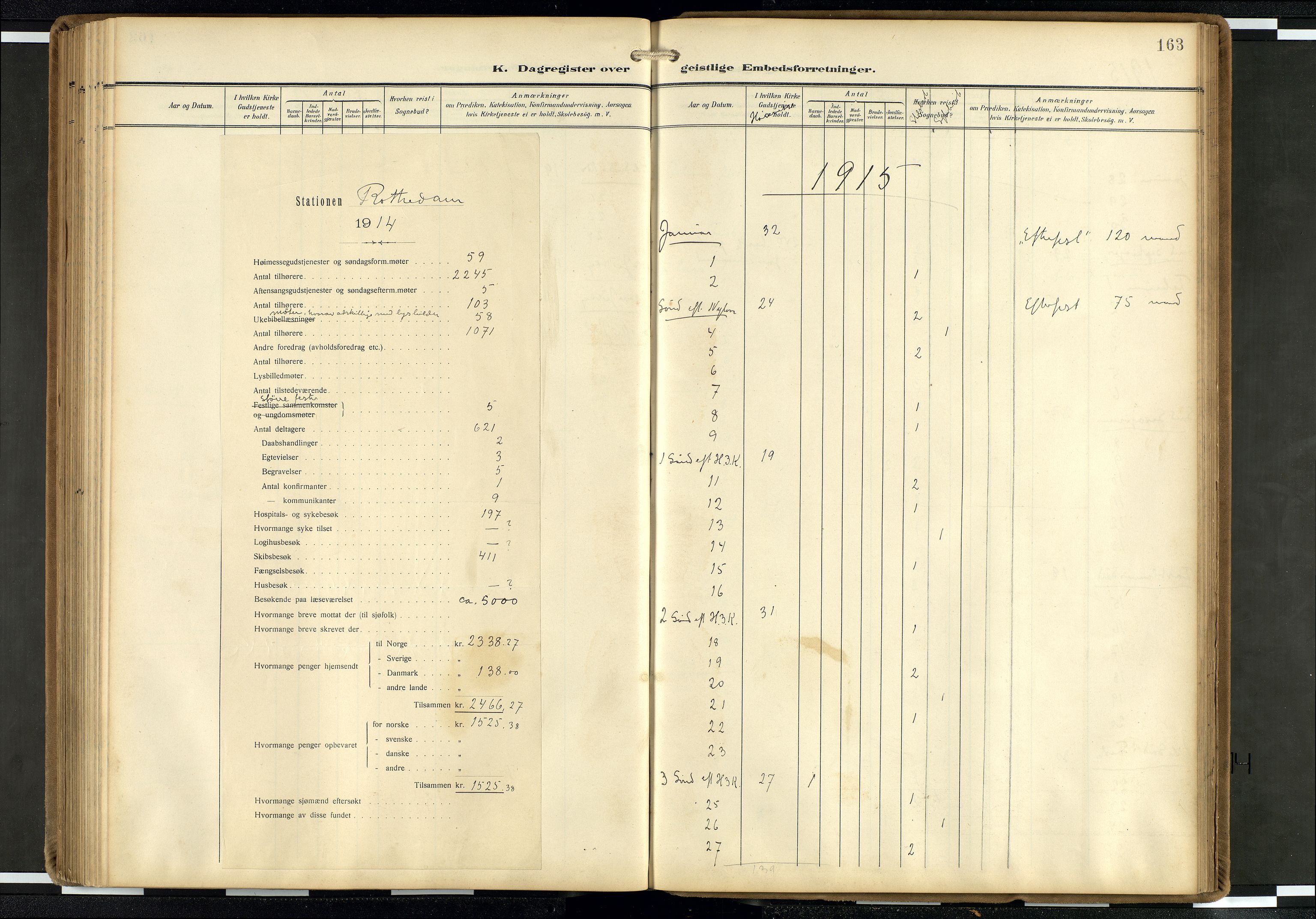 Den norske sjømannsmisjon i utlandet/Hollandske havner (Amsterdam-Rotterdam-Europort), AV/SAB-SAB/PA-0106/H/Ha/Haa/L0003: Parish register (official) no. A 3, 1908-1927, p. 162b-163a