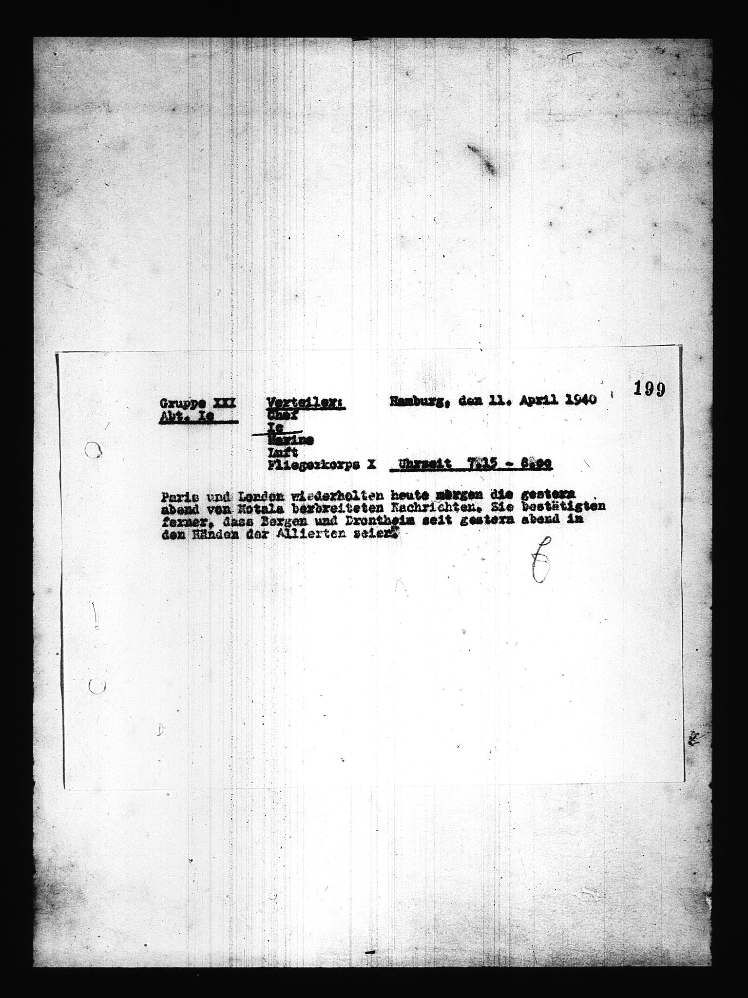 Documents Section, AV/RA-RAFA-2200/V/L0085: Amerikansk mikrofilm "Captured German Documents".
Box No. 724.  FKA jnr. 615/1954., 1940-1941, p. 60