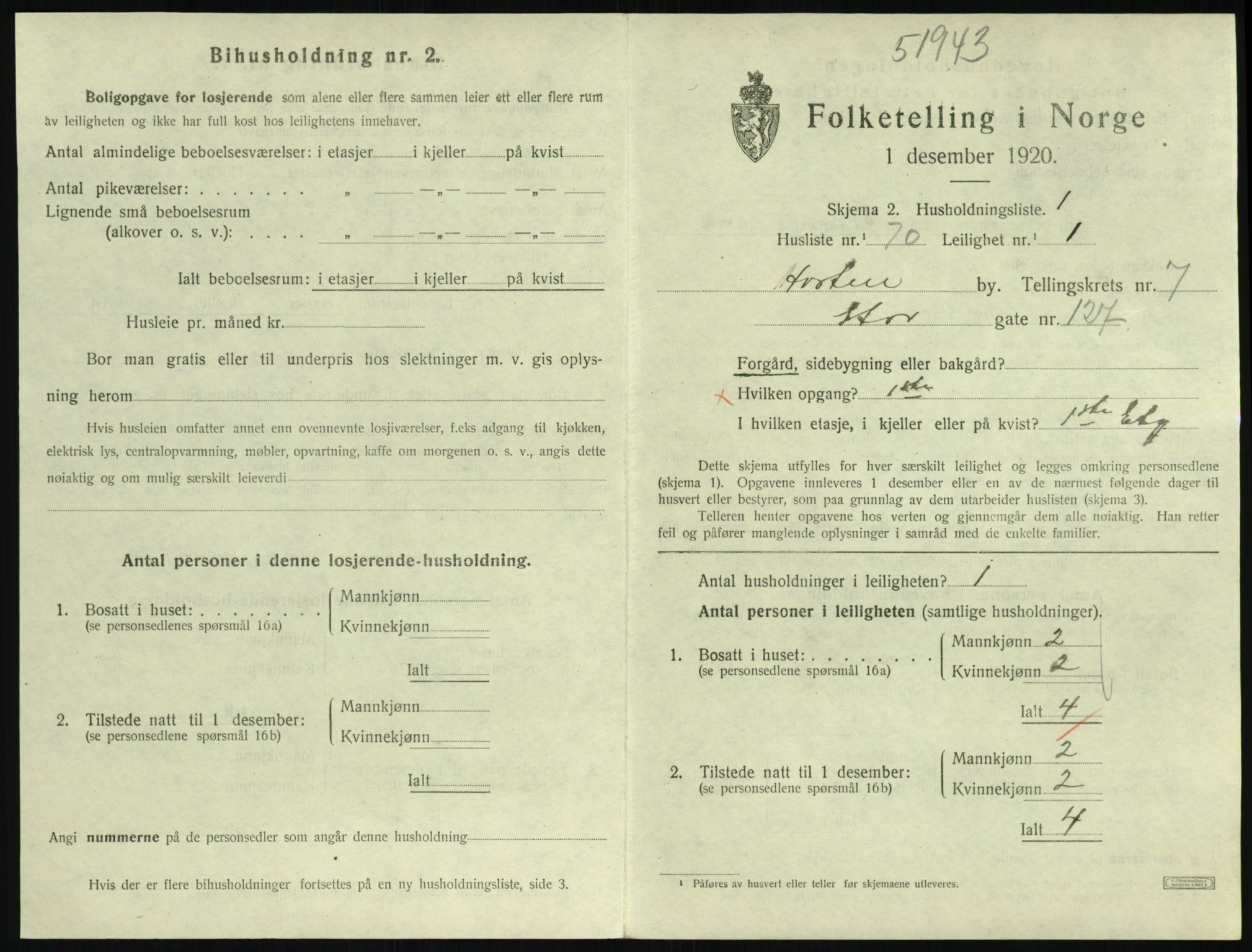 SAKO, 1920 census for Horten, 1920, p. 7483