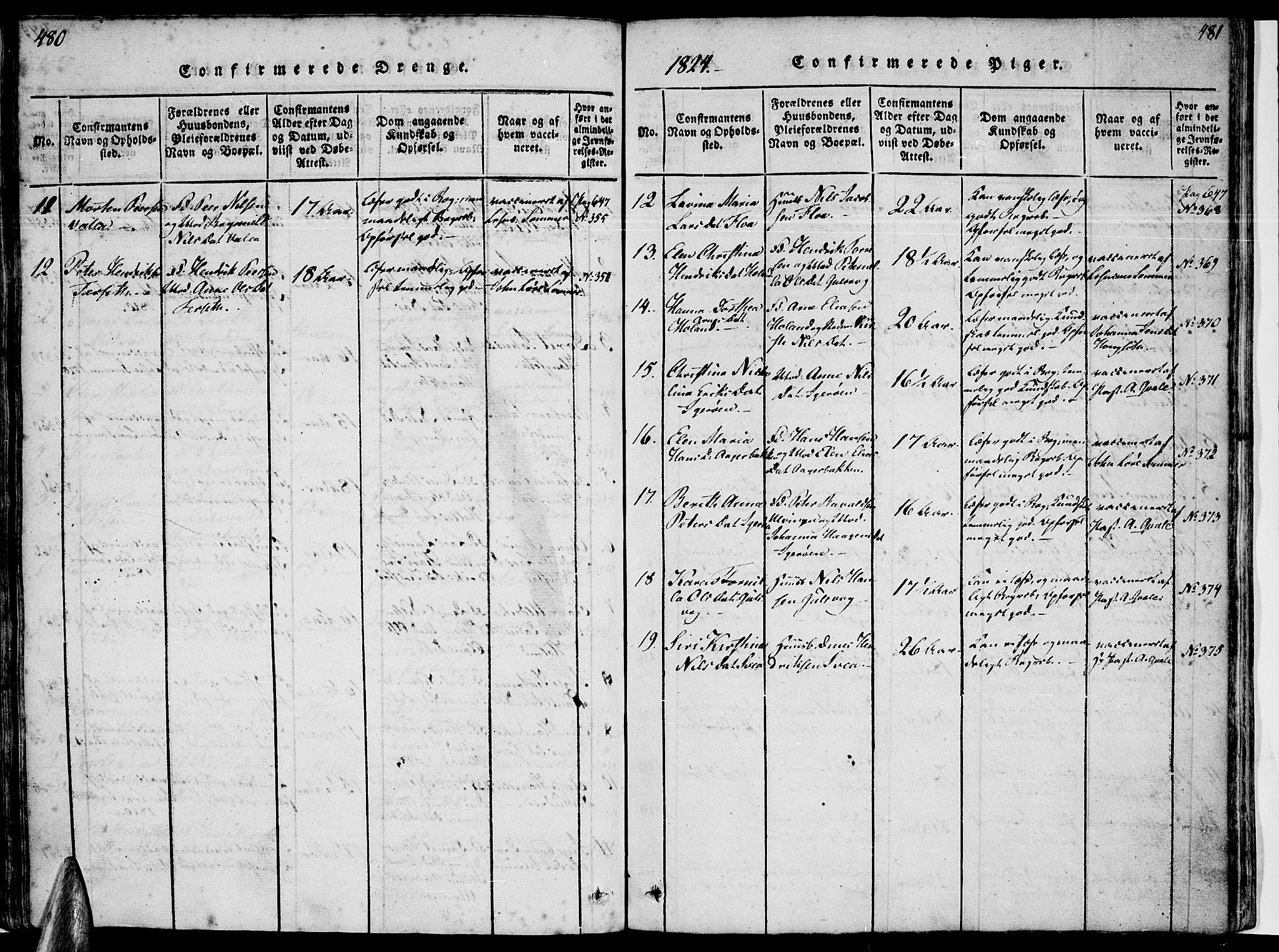 Ministerialprotokoller, klokkerbøker og fødselsregistre - Nordland, AV/SAT-A-1459/816/L0239: Parish register (official) no. 816A05, 1820-1845, p. 480-481