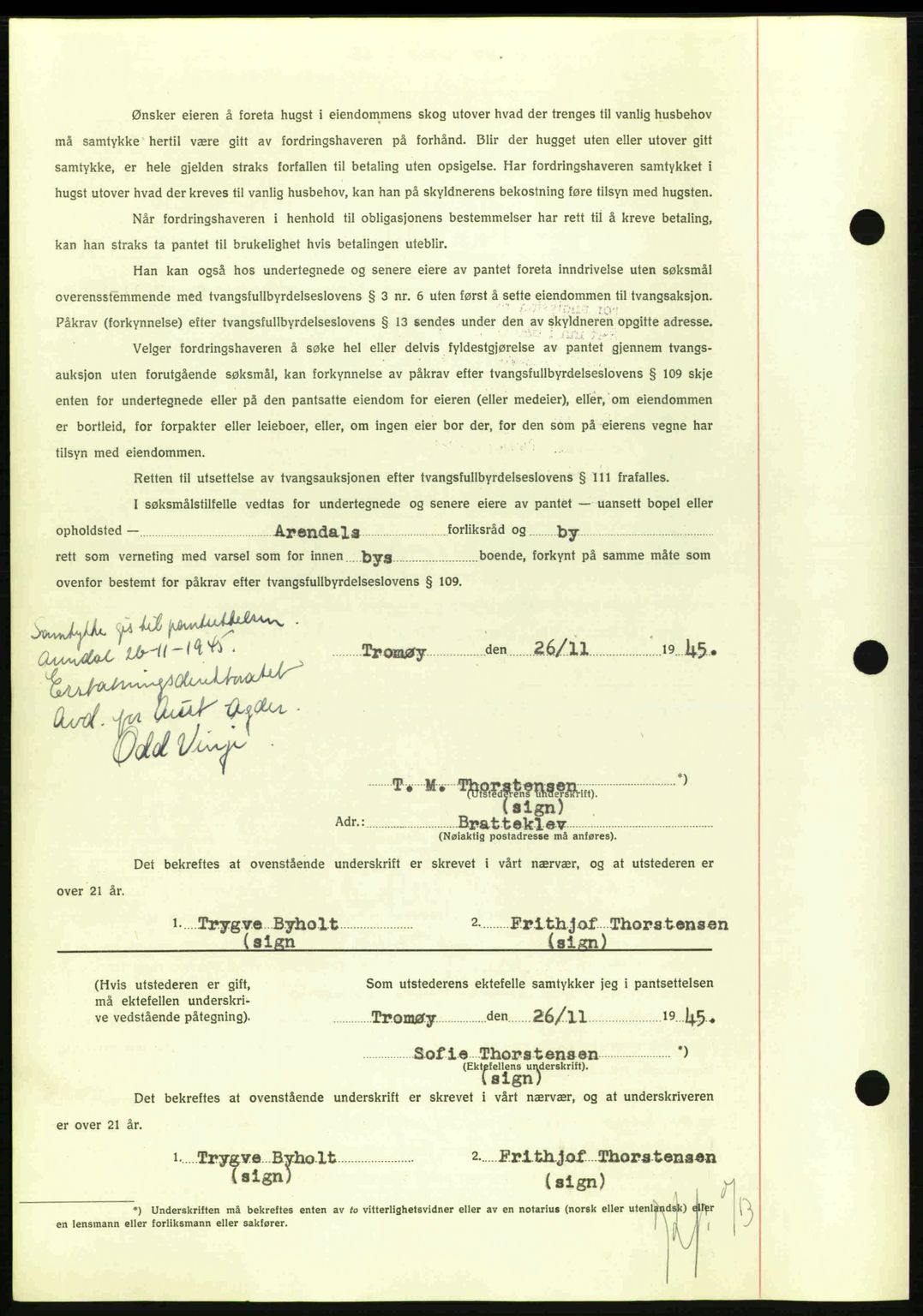Nedenes sorenskriveri, SAK/1221-0006/G/Gb/Gbb/L0003: Mortgage book no. B3a, 1945-1945, Diary no: : 824/1945