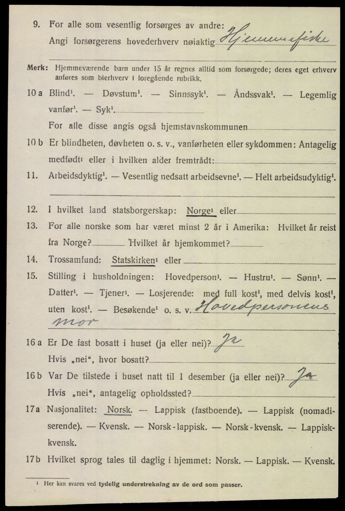 SAT, 1920 census for Lurøy, 1920, p. 5862