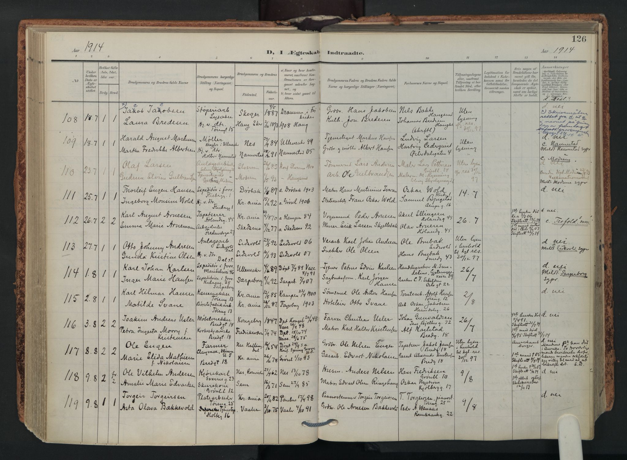 Grønland prestekontor Kirkebøker, SAO/A-10848/F/Fa/L0017: Parish register (official) no. 17, 1906-1934, p. 126