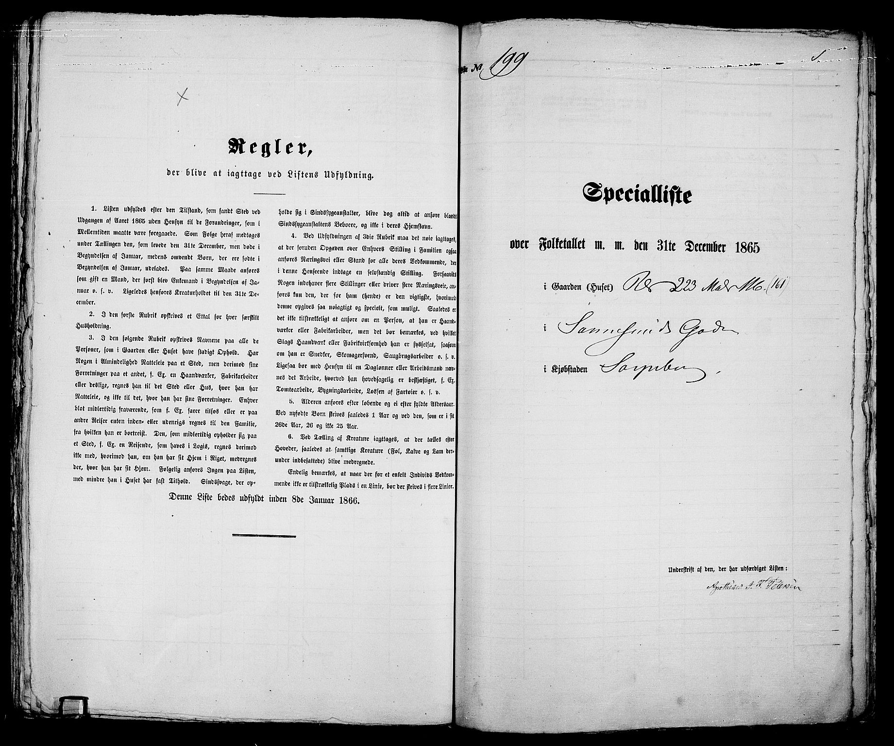 RA, 1865 census for Sarpsborg, 1865, p. 405