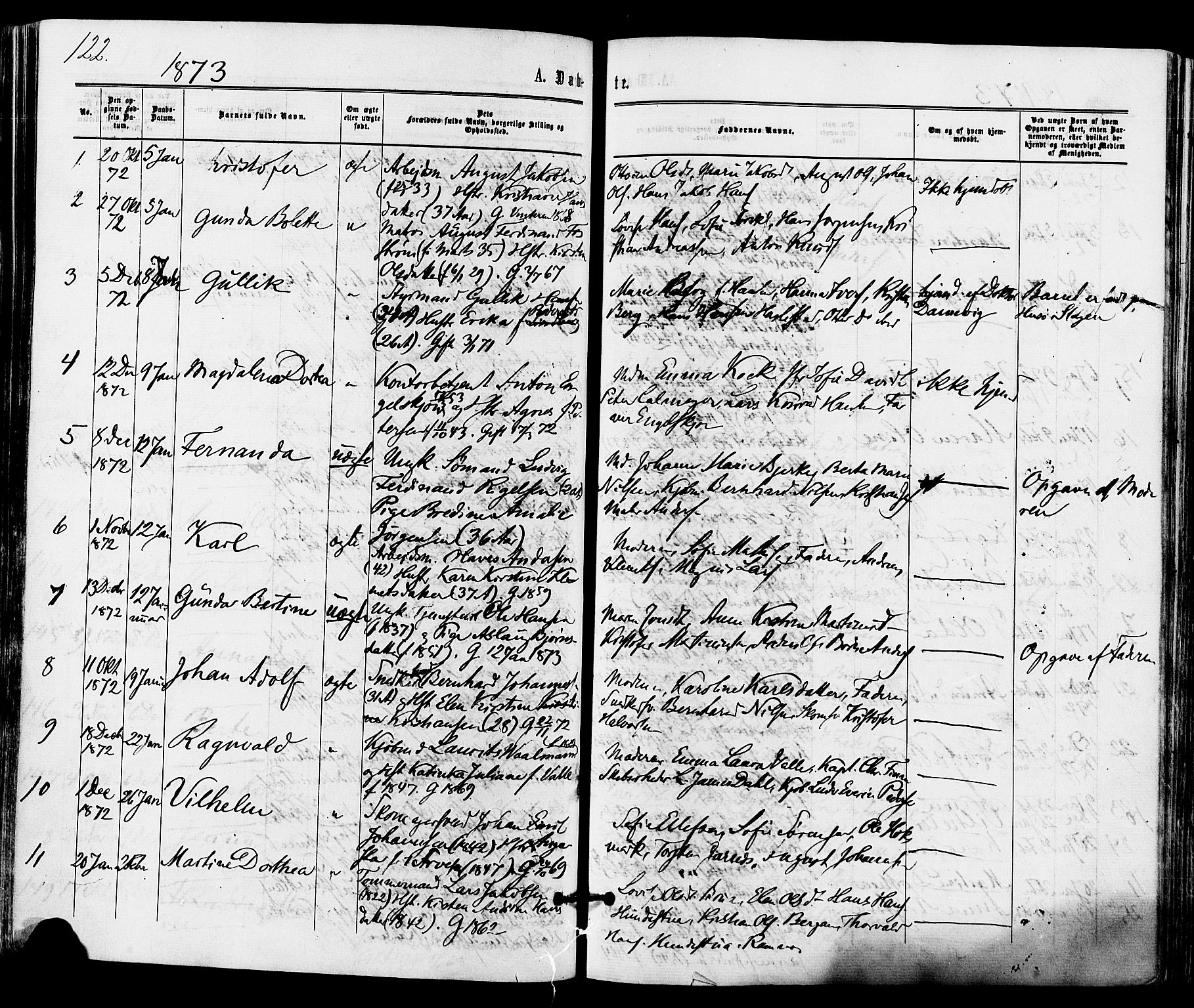 Tønsberg kirkebøker, SAKO/A-330/F/Fa/L0009: Parish register (official) no. I 9, 1865-1873, p. 122
