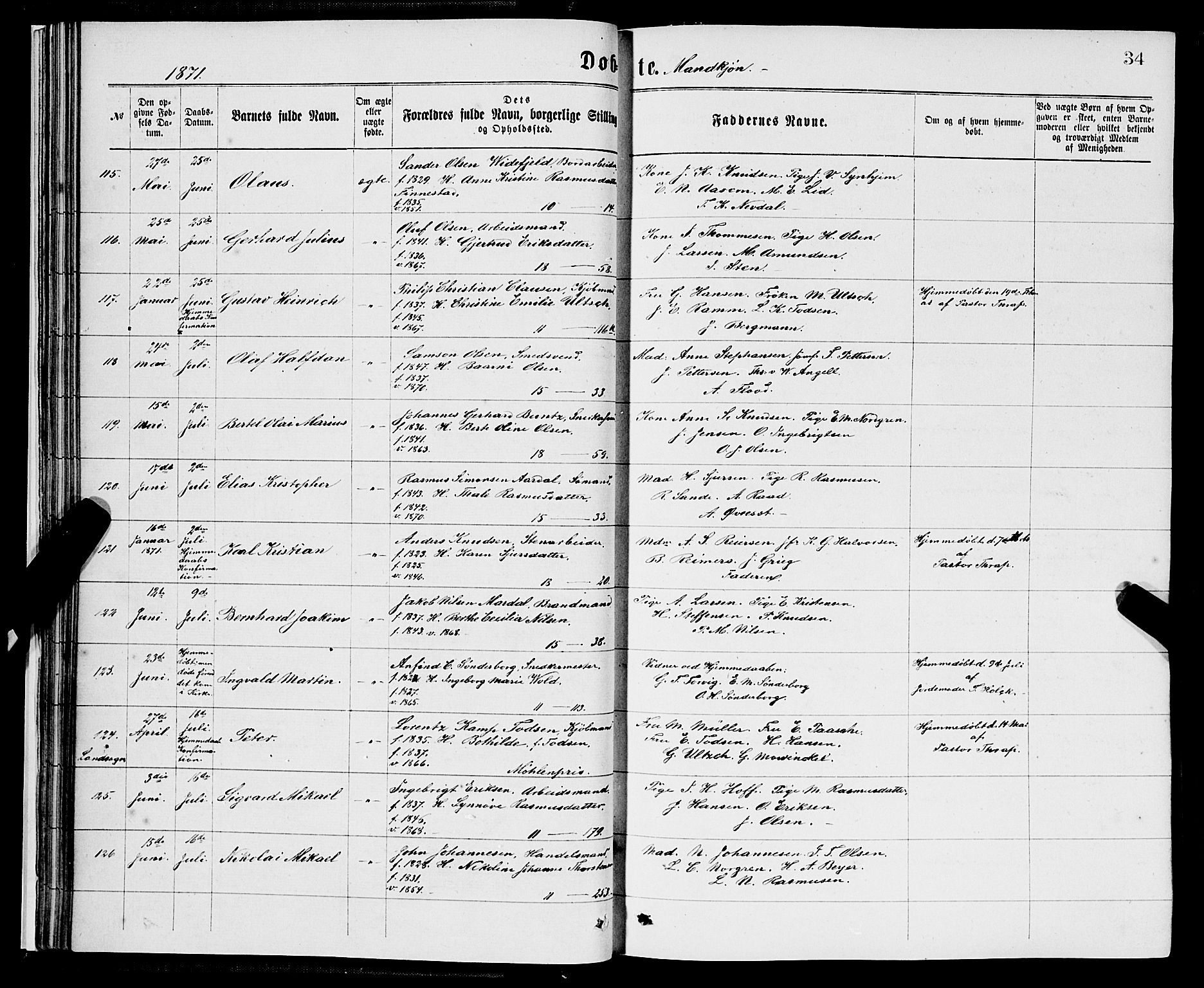 Domkirken sokneprestembete, SAB/A-74801/H/Hab/L0013: Parish register (copy) no. B 6, 1869-1876, p. 34