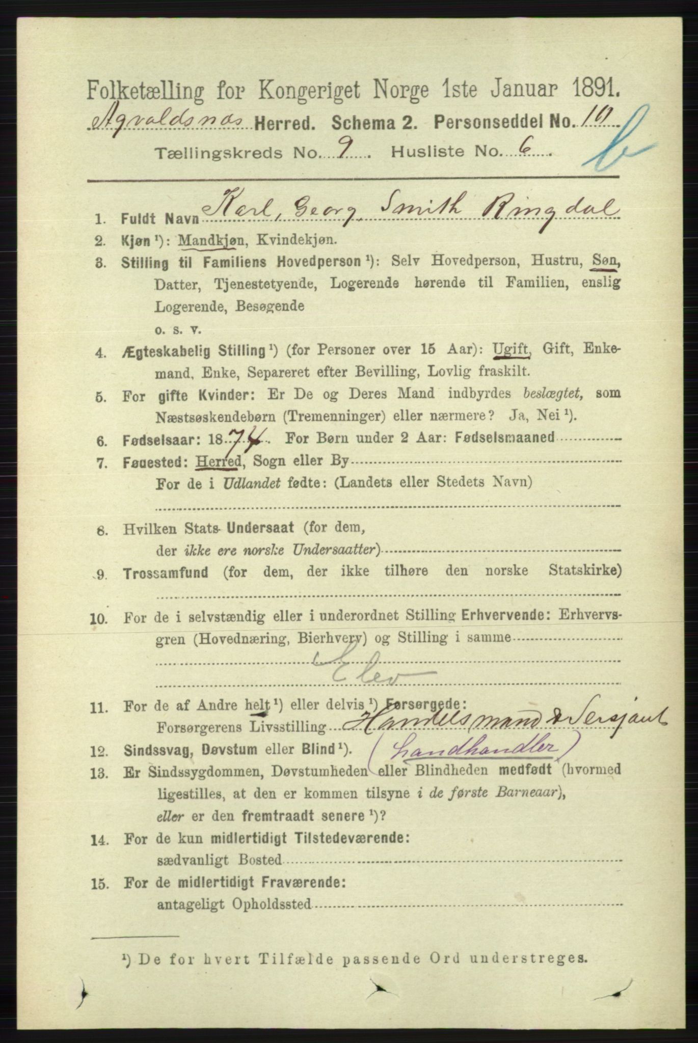 RA, 1891 census for 1147 Avaldsnes, 1891, p. 5027