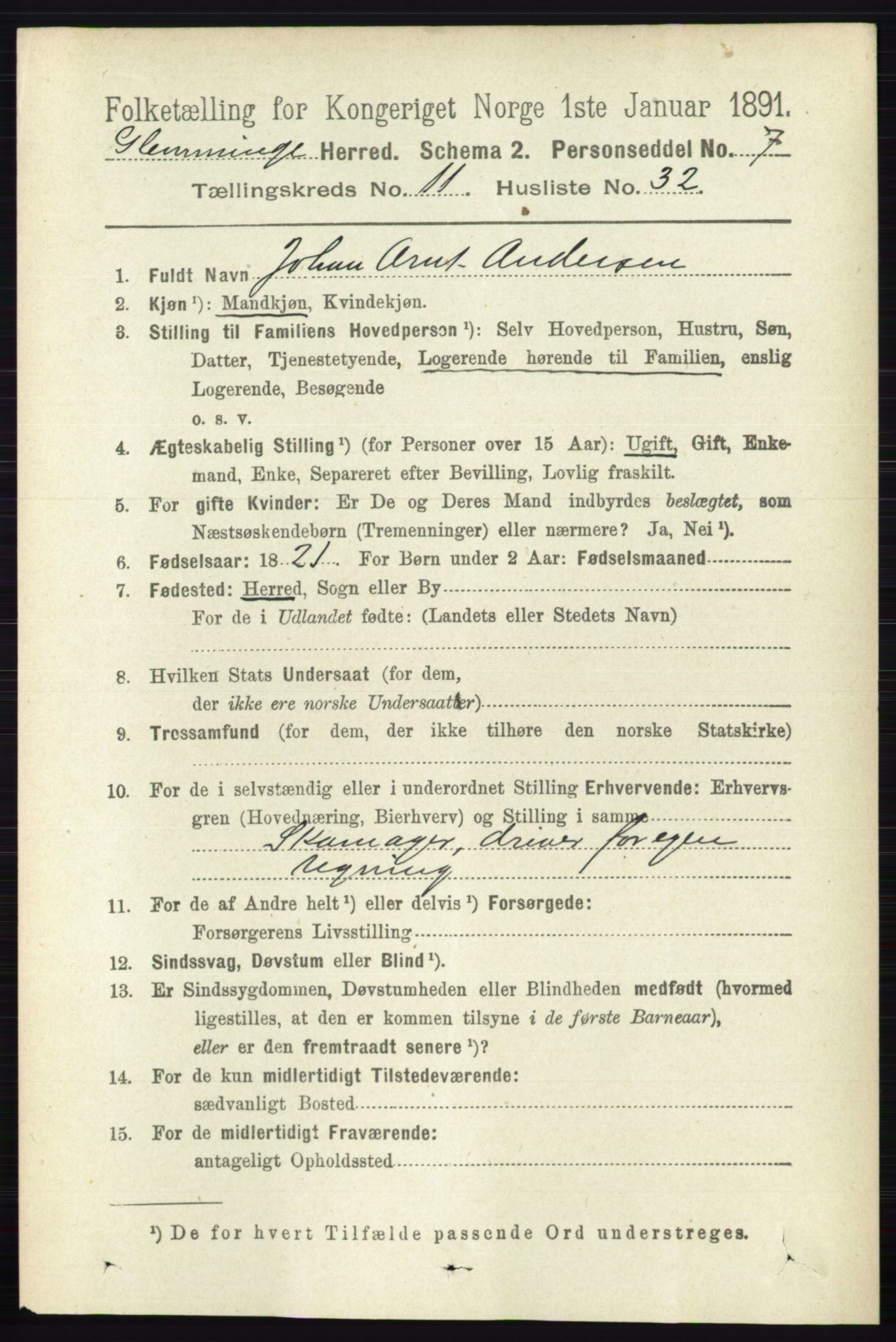 RA, 1891 census for 0132 Glemmen, 1891, p. 10782