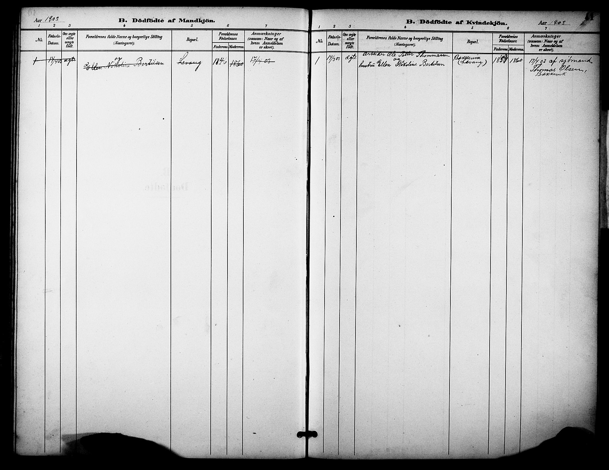 Skåtøy kirkebøker, SAKO/A-304/G/Gb/L0001: Parish register (copy) no. II 1, 1892-1916, p. 41