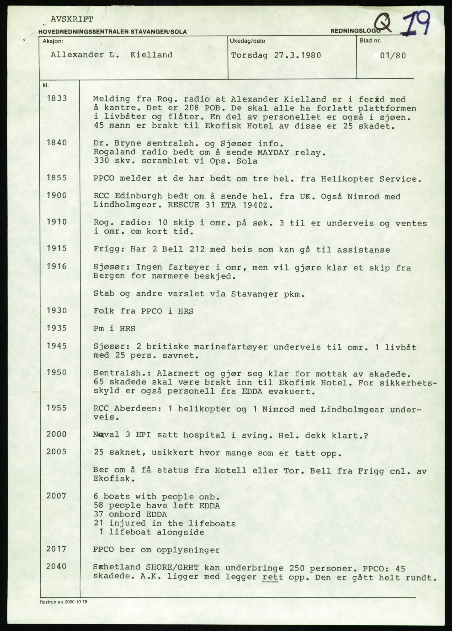 Justisdepartementet, Granskningskommisjonen ved Alexander Kielland-ulykken 27.3.1980, AV/RA-S-1165/D/L0017: P Hjelpefartøy (Doku.liste + P1-P6 av 6)/Q Hovedredningssentralen (Q0-Q27 av 27), 1980-1981, p. 527