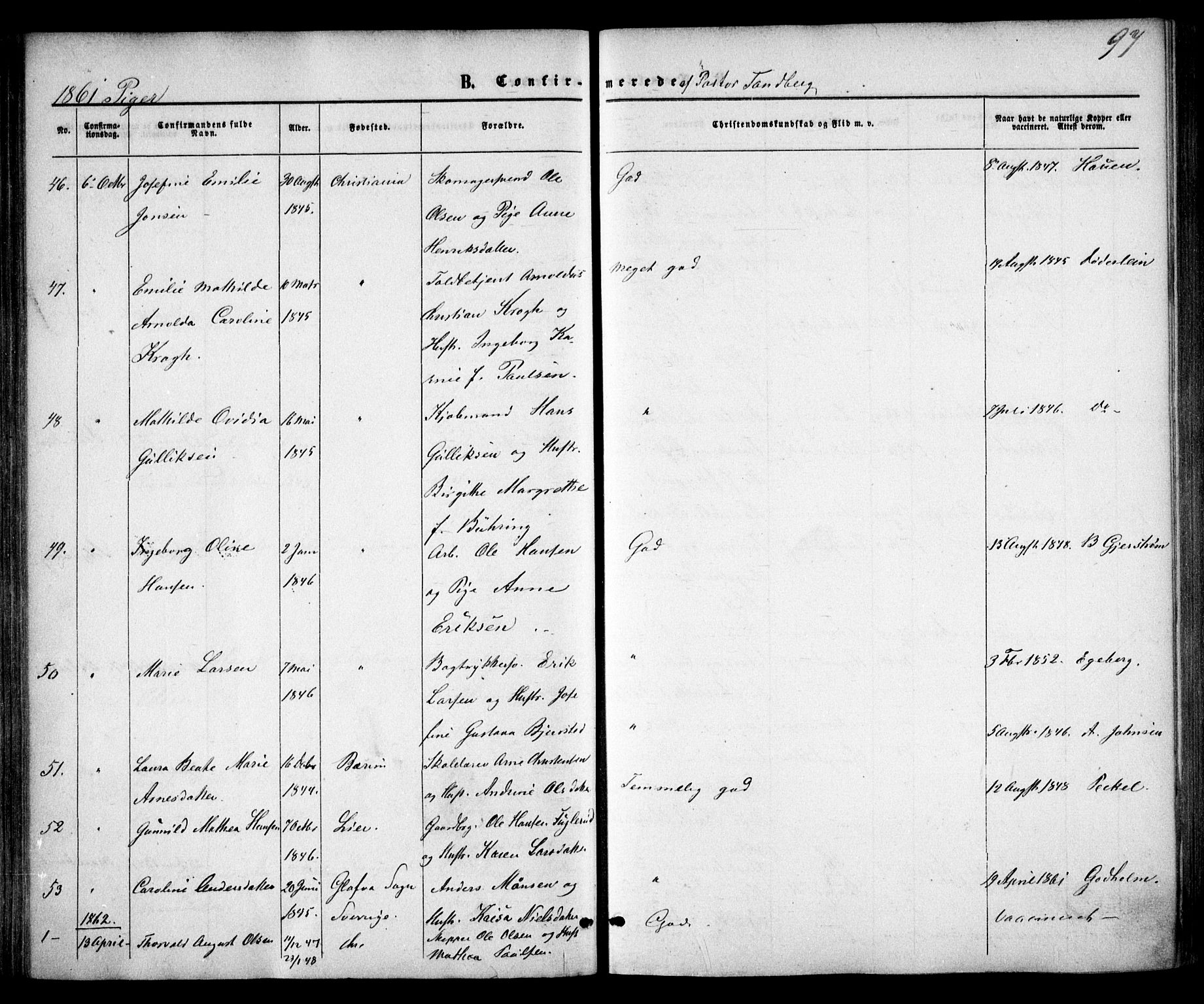 Trefoldighet prestekontor Kirkebøker, AV/SAO-A-10882/F/Fb/L0001: Parish register (official) no. II 1, 1858-1871, p. 97