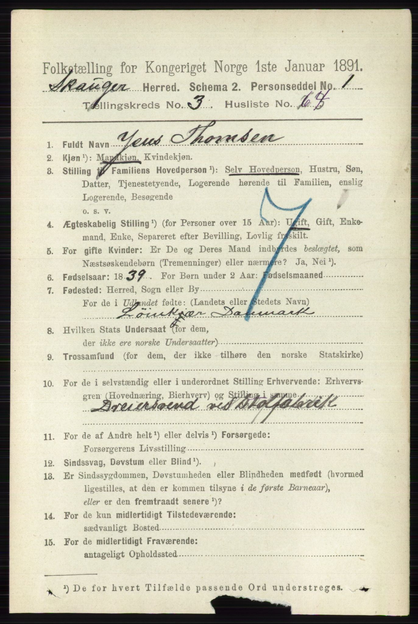 RA, 1891 census for 0712 Skoger, 1891, p. 2148