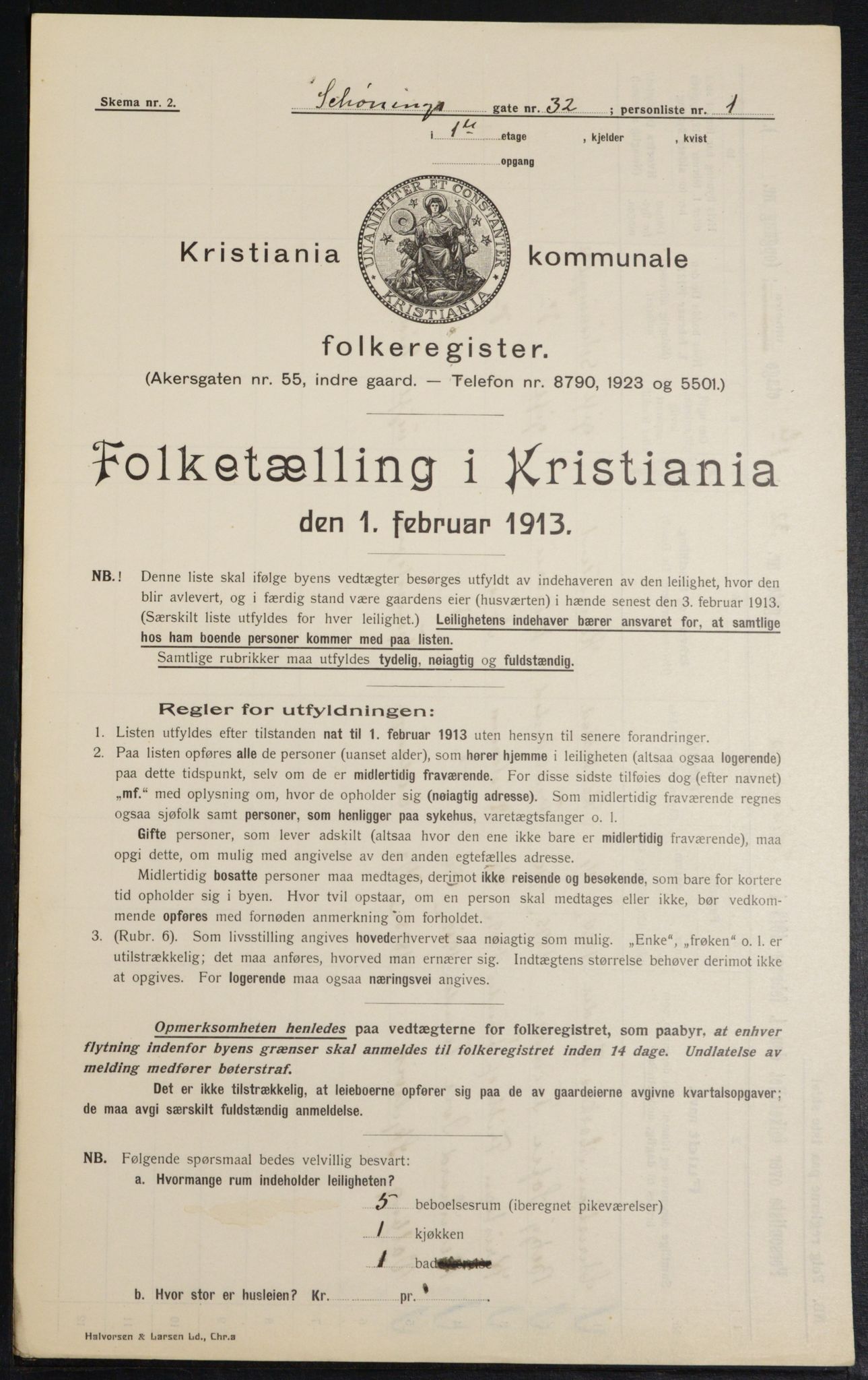 OBA, Municipal Census 1913 for Kristiania, 1913, p. 93734