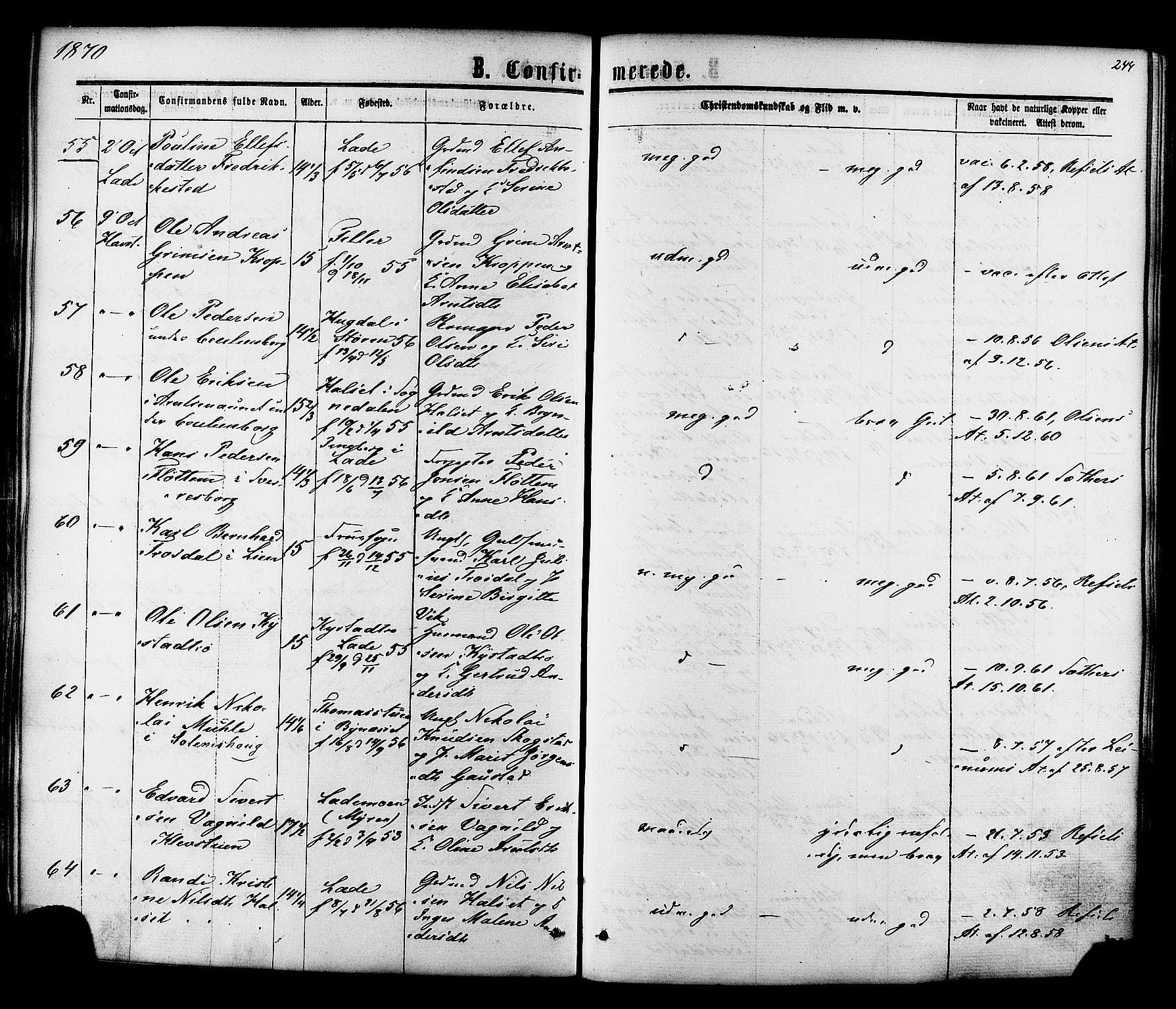 Ministerialprotokoller, klokkerbøker og fødselsregistre - Sør-Trøndelag, SAT/A-1456/606/L0293: Parish register (official) no. 606A08, 1866-1877, p. 244