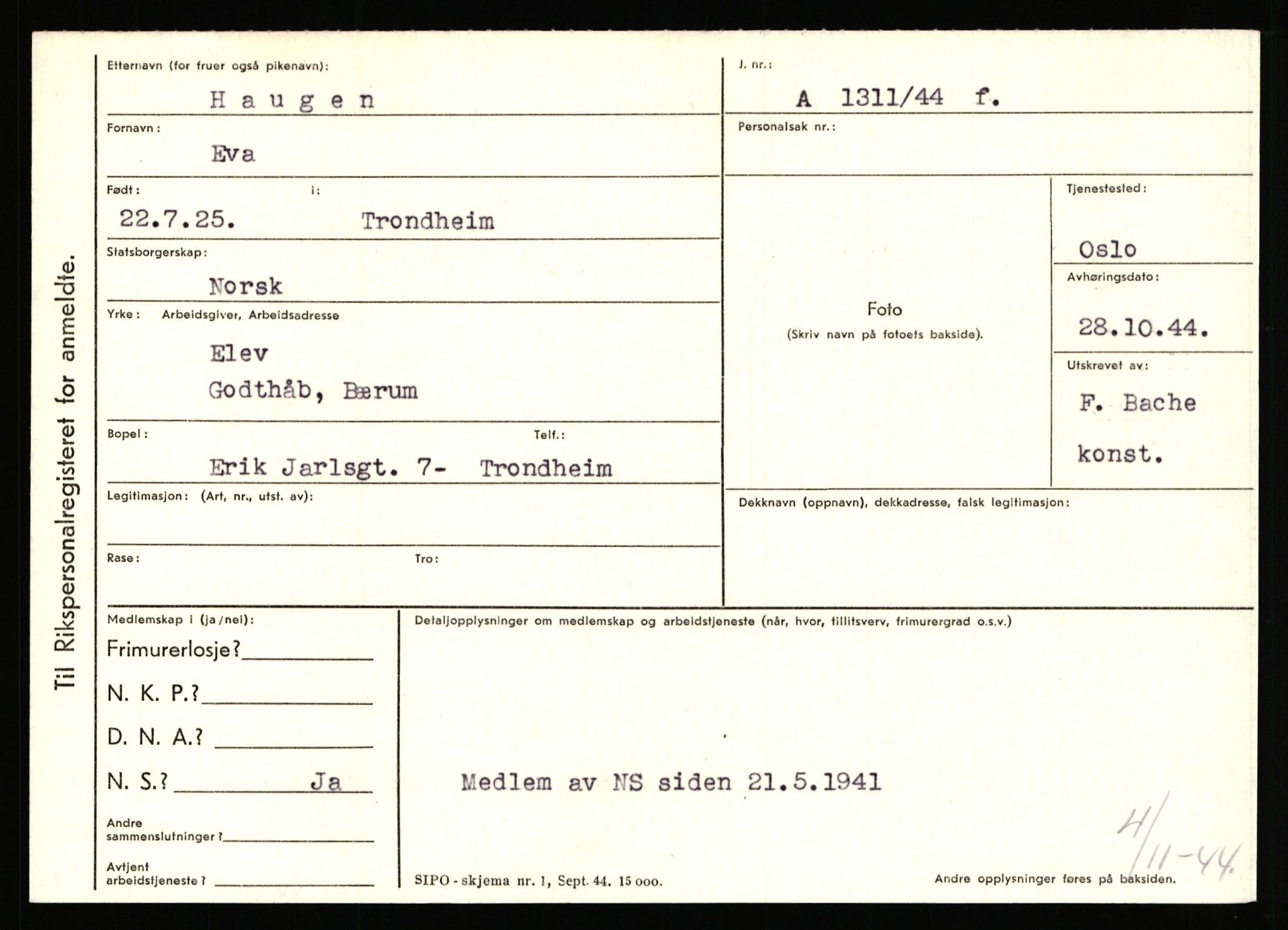 Statspolitiet - Hovedkontoret / Osloavdelingen, AV/RA-S-1329/C/Ca/L0006: Hanche - Hokstvedt, 1943-1945, p. 2363