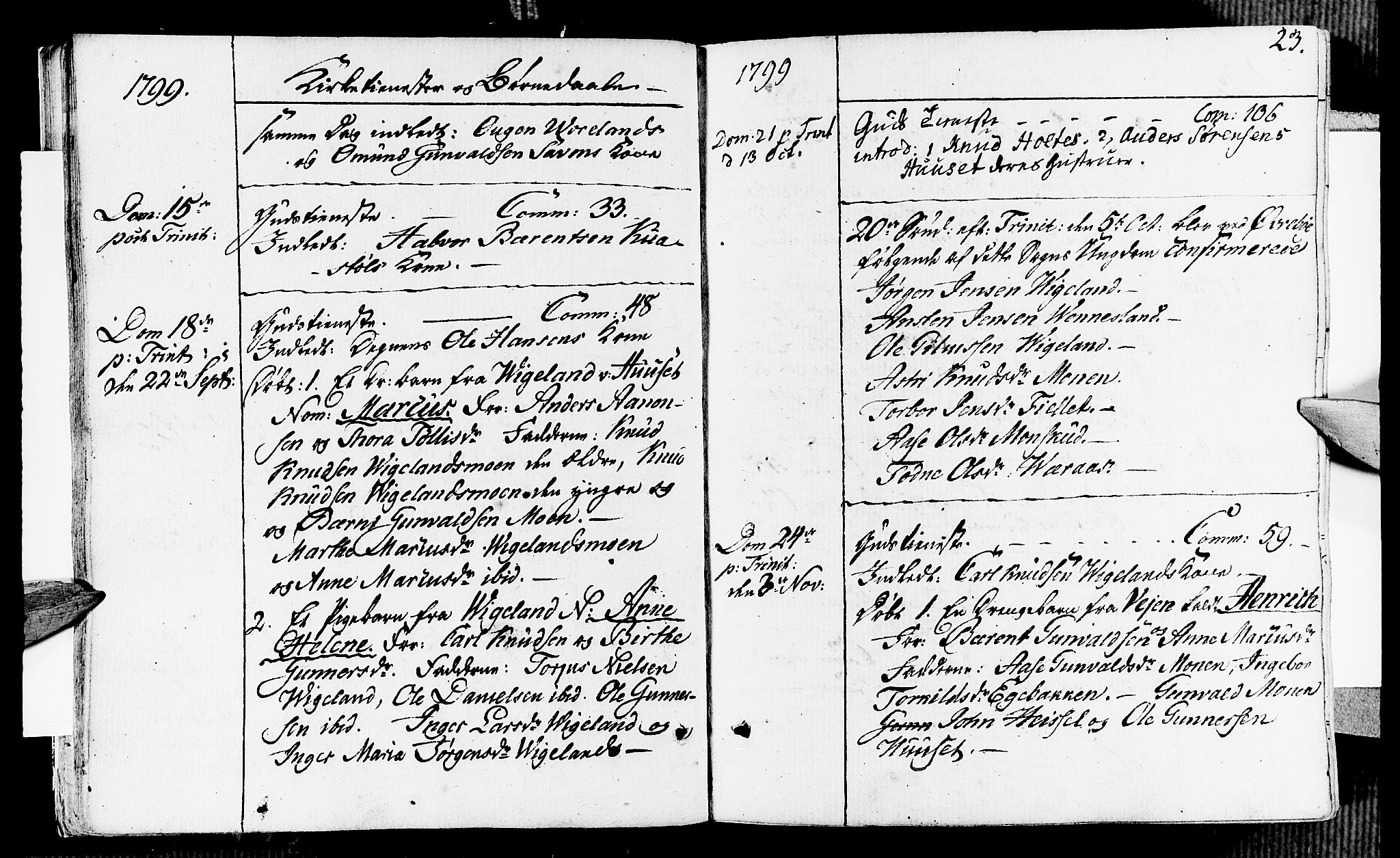 Vennesla sokneprestkontor, AV/SAK-1111-0045/Fa/Fab/L0002: Parish register (official) no. A 2, 1794-1834, p. 23