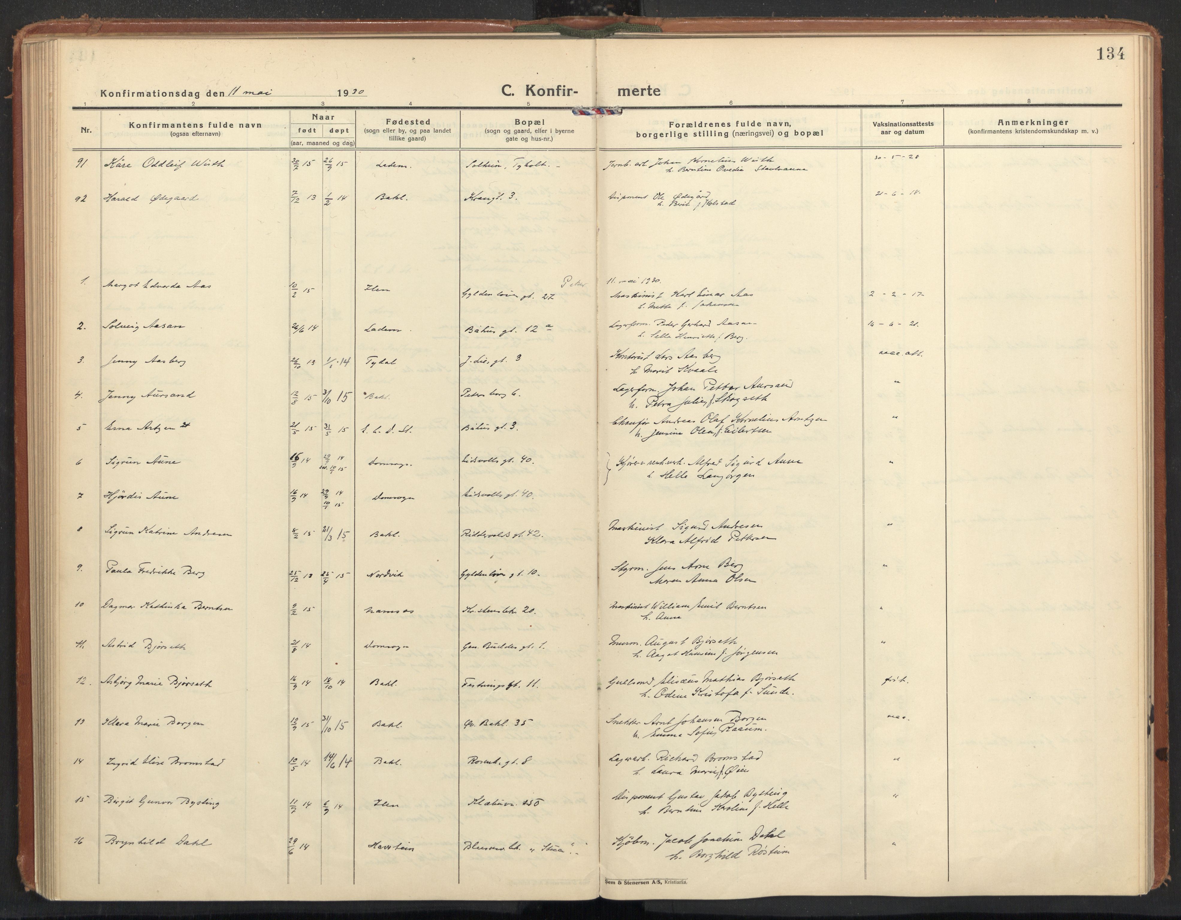 Ministerialprotokoller, klokkerbøker og fødselsregistre - Sør-Trøndelag, AV/SAT-A-1456/604/L0208: Parish register (official) no. 604A28, 1923-1937, p. 134