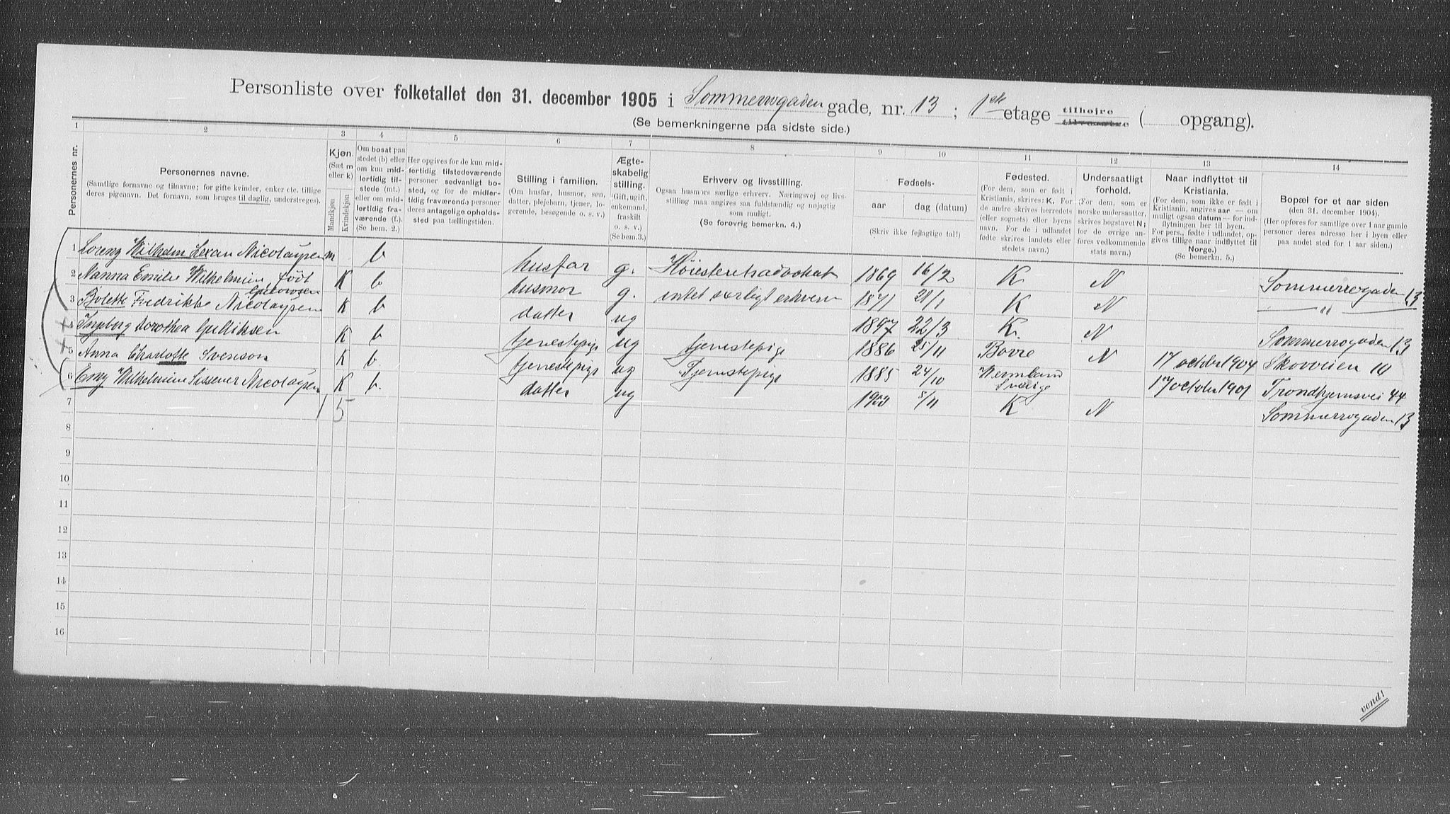 OBA, Municipal Census 1905 for Kristiania, 1905, p. 51752