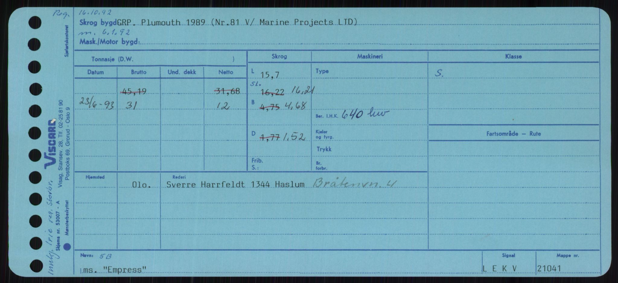 Sjøfartsdirektoratet med forløpere, Skipsmålingen, AV/RA-S-1627/H/Ha/L0002/0001: Fartøy, Eik-Hill / Fartøy, Eik-F, p. 161