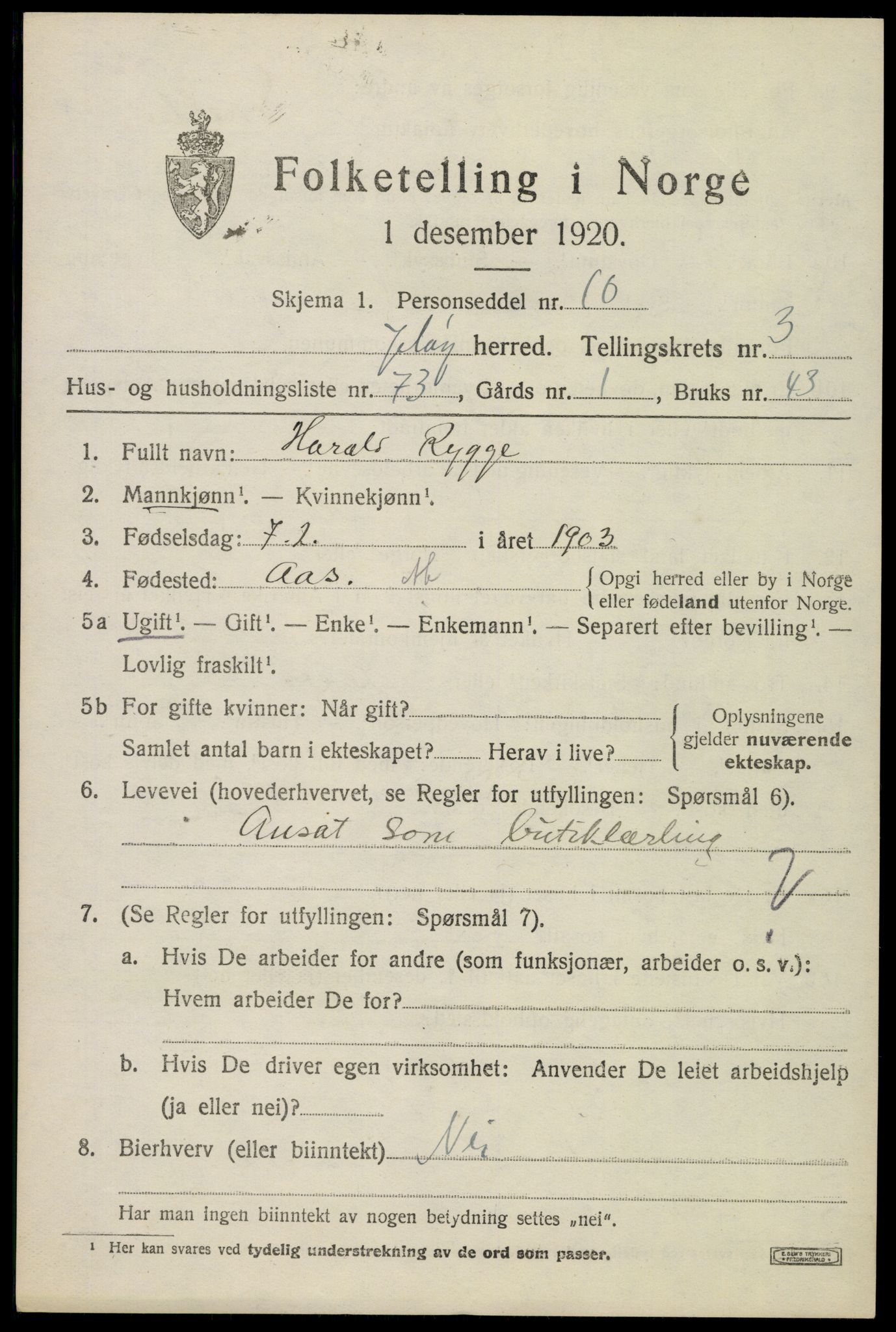 SAO, 1920 census for Moss land district, 1920, p. 4379