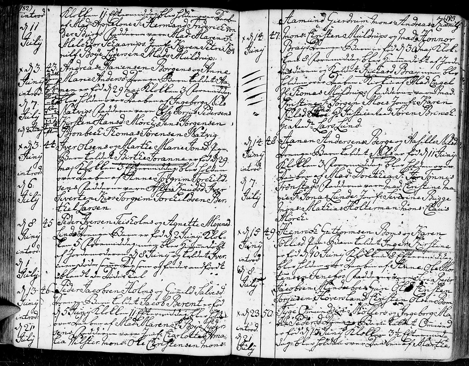 Kristiansand domprosti, AV/SAK-1112-0006/F/Fa/L0002: Parish register (official) no. A 2, 1755-1778, p. 182-183