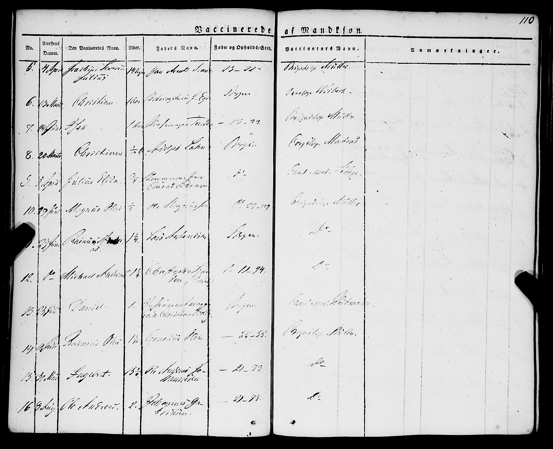 Korskirken sokneprestembete, SAB/A-76101/H/Haa/L0050: Parish register (official) no. F 1, 1821-1869, p. 110