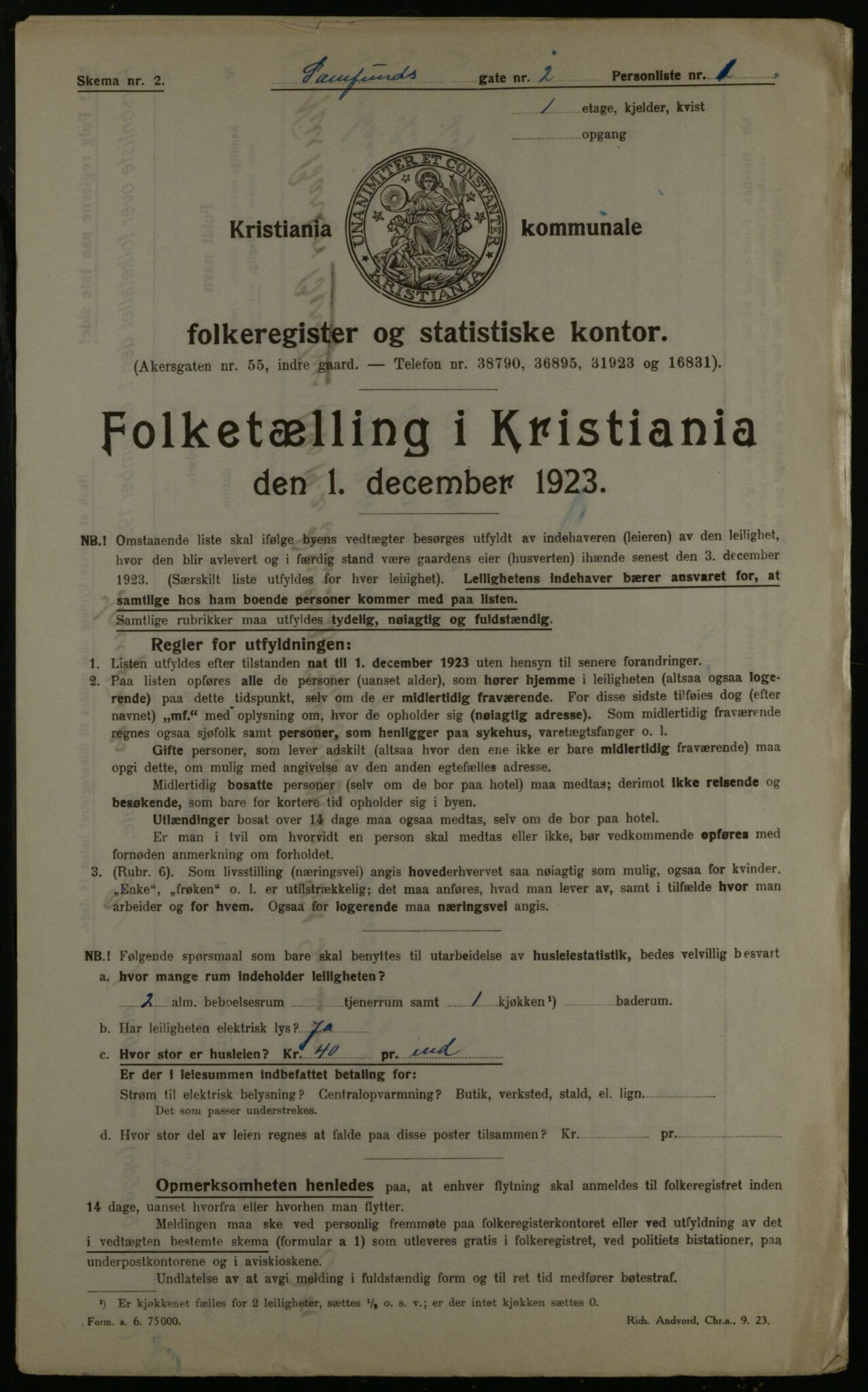 OBA, Municipal Census 1923 for Kristiania, 1923, p. 95815