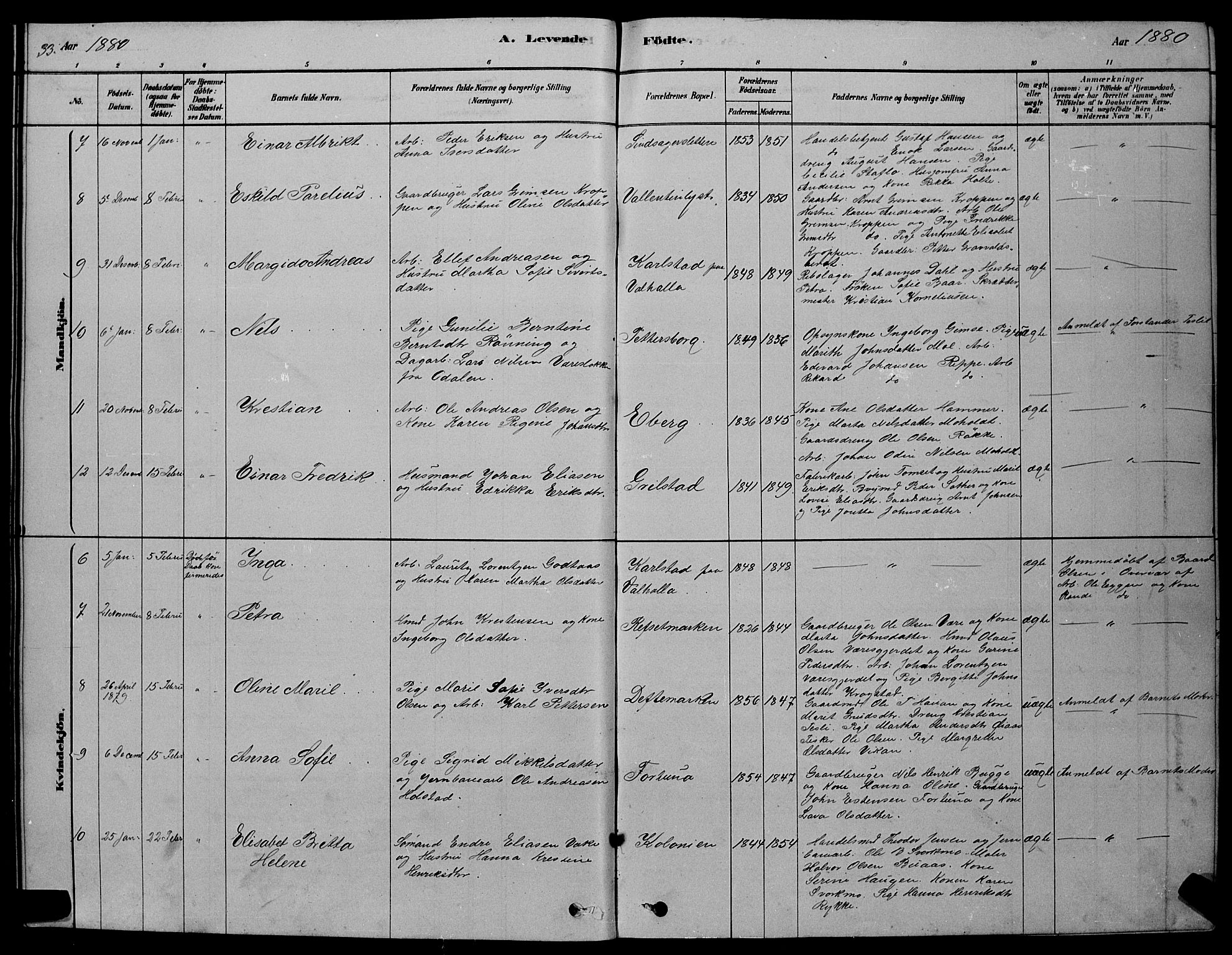 Ministerialprotokoller, klokkerbøker og fødselsregistre - Sør-Trøndelag, SAT/A-1456/606/L0312: Parish register (copy) no. 606C08, 1878-1894, p. 33