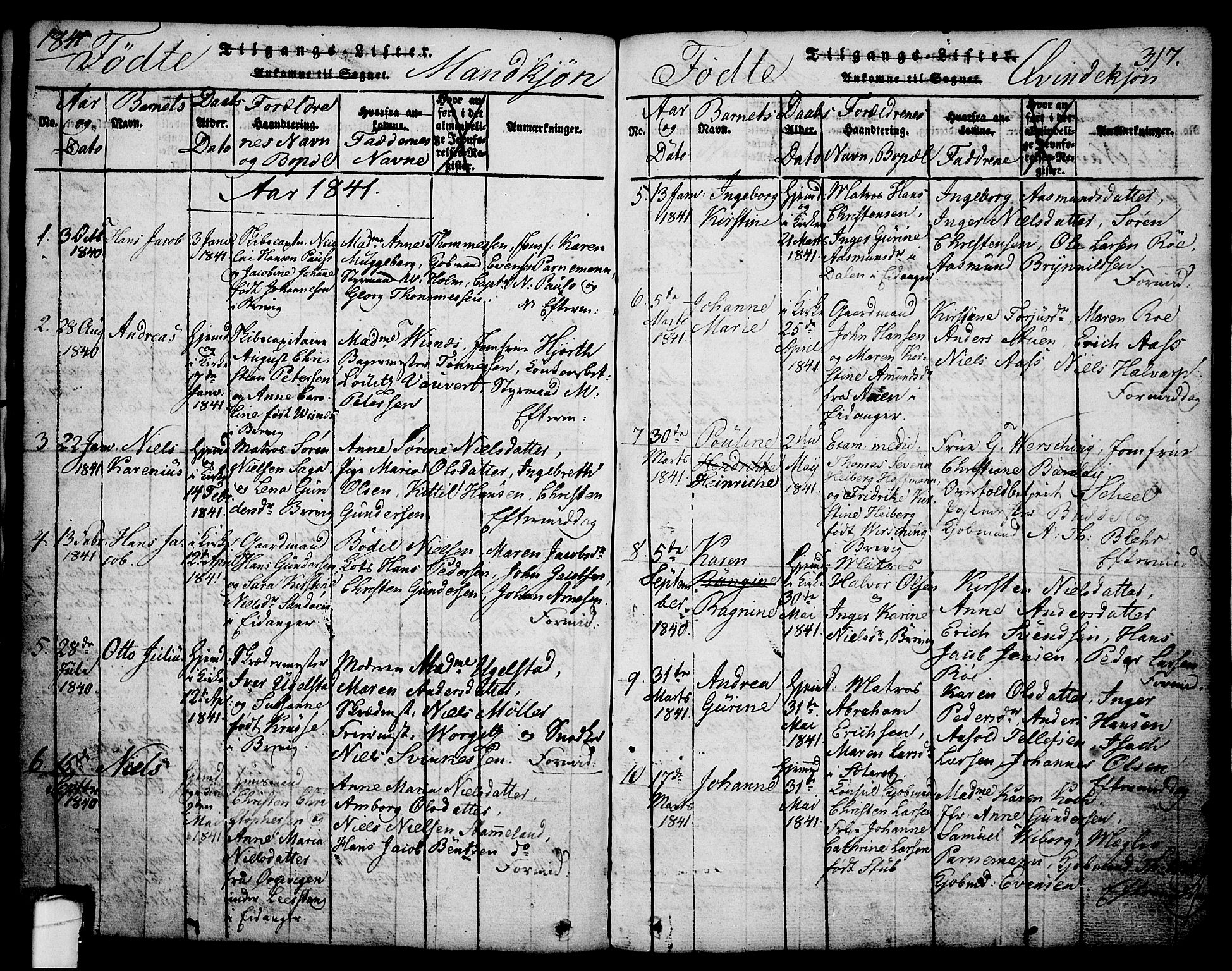 Brevik kirkebøker, SAKO/A-255/G/Ga/L0001: Parish register (copy) no. 1, 1814-1845, p. 317