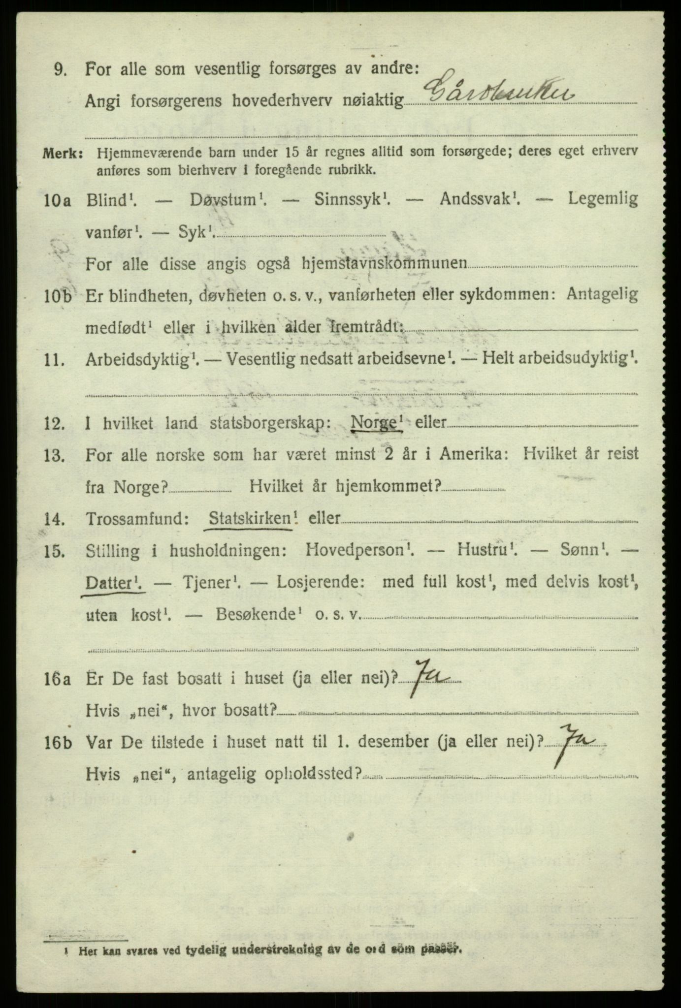 SAB, 1920 census for Hamre, 1920, p. 5960